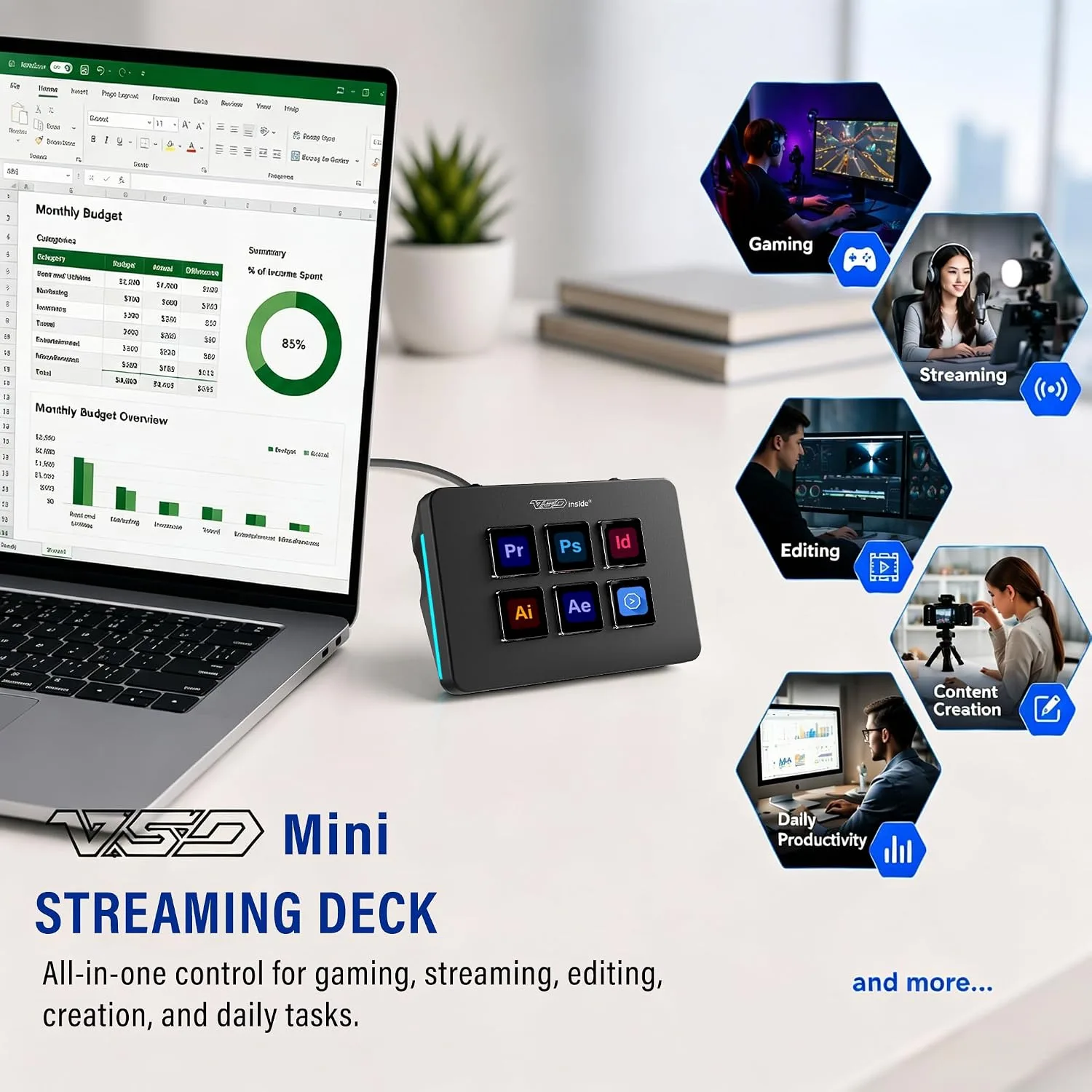 VSD Mini Macro Pad Shortcut Keypad, Stream Controller Streaming Deck