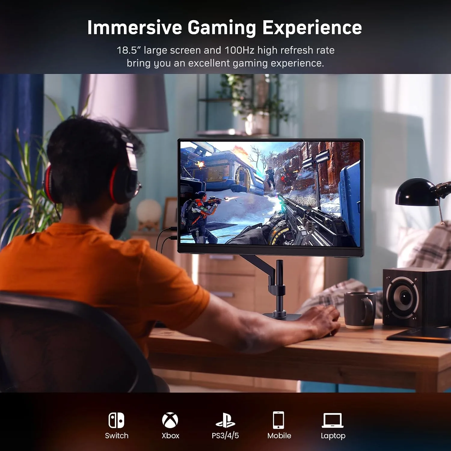 MNN 18.5" 100Hz FHD IPS USB-C HDMI Portable Gaming Monitor
