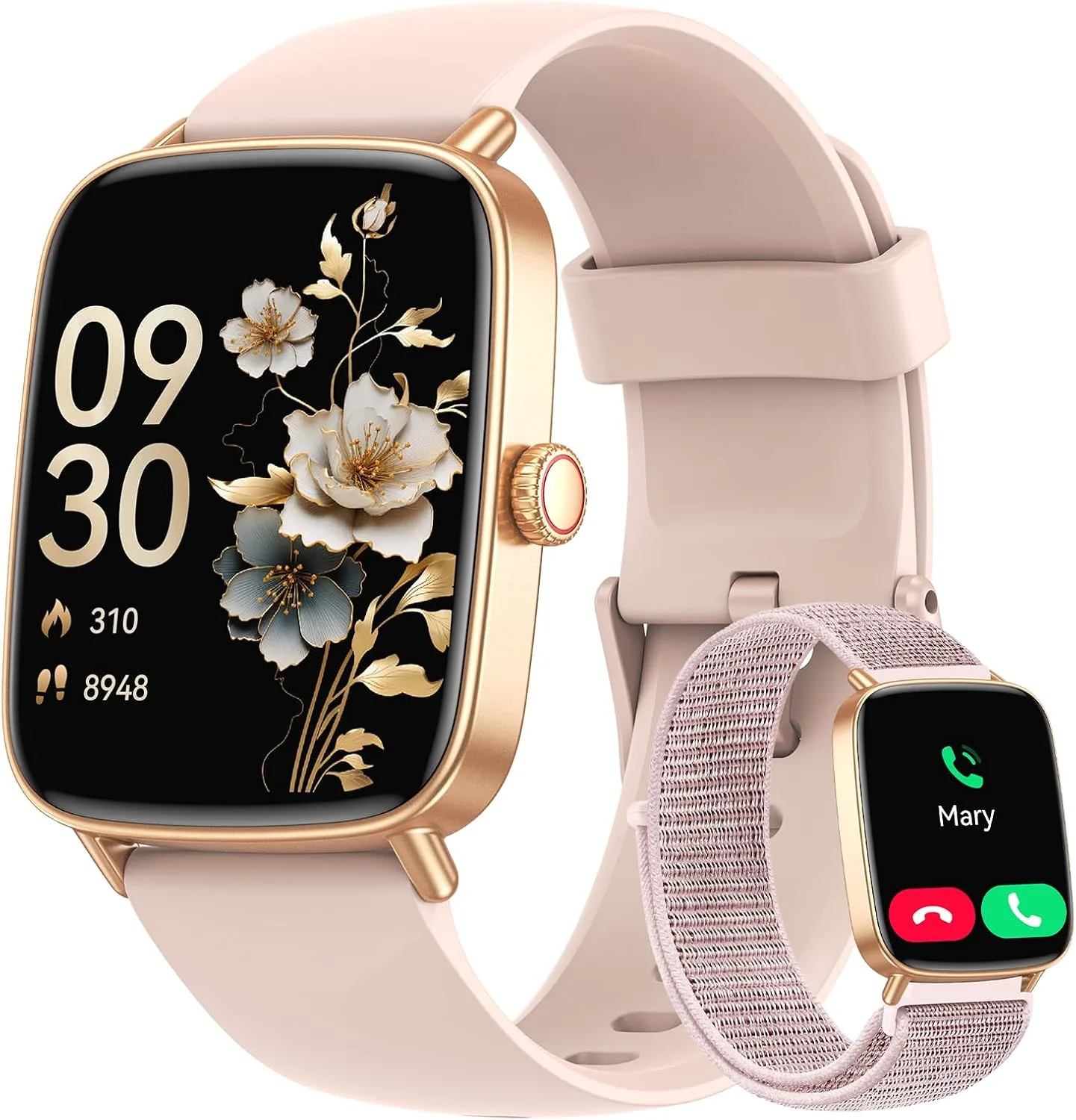 Smart Watches for Women (2 Bands), 1.85" HD Smartwatch for Android iPhone Samsung, Bluetooth Calls, Heart Rate SpO2 Sleep Monitor, 120+ Sport Modes, IP68 Waterproof, 7-Day Battery