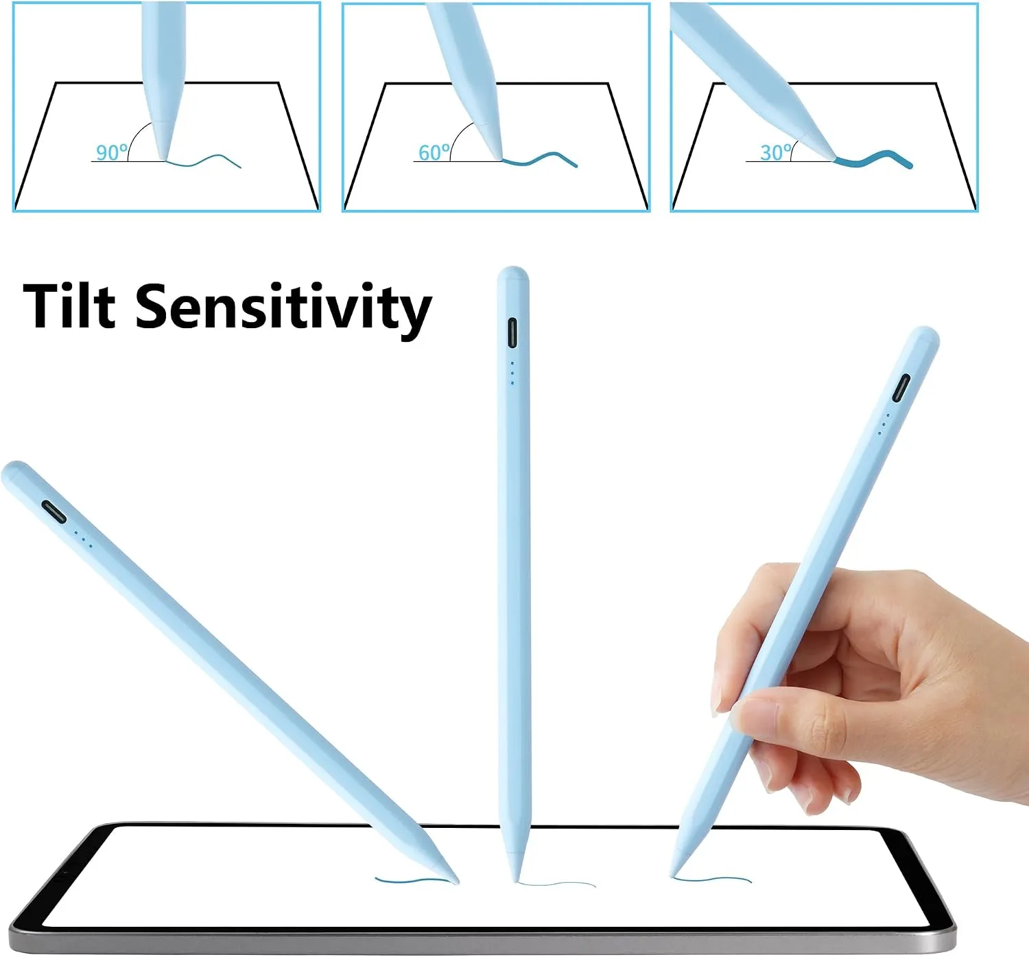 Stylus Pen for iPad A16 11th 10th 9th 8th 7th 6th Generation, iPad Pro 12.9 11 13 inch M4, iPad Air M3 M2 5th 4th 3rd Gen, iPad mini A17 Pro 7 6 5, for Apple Pencil Pro 1st 2nd Gen Alternative (Blue)