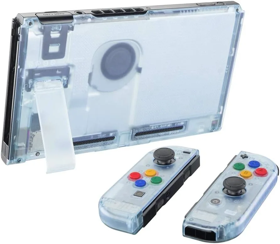 eXtremeRate DIY Replacement Shell Buttons for Nintendo Switch, Back Plate for Switch Console, Housing with Colorful Buttons for Joycon Handheld Controller - Glacier Blue [No Electronics Parts]