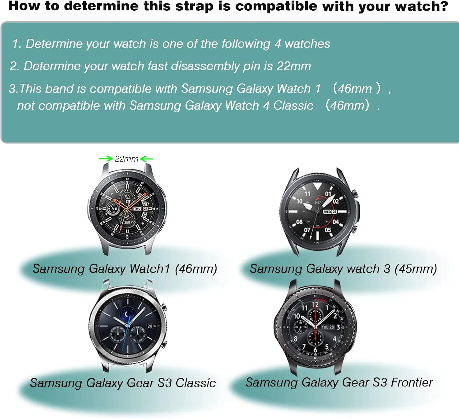 HSWAI Compatible with Samsung Galaxy Watch 46mm Bands/Gear S3 Frontier, Classic Watch Bands/Galaxy Watch 3 Bands 45mm, 22mm Soft Silicone Bands Bracelet Sports Strap for Men & Women.