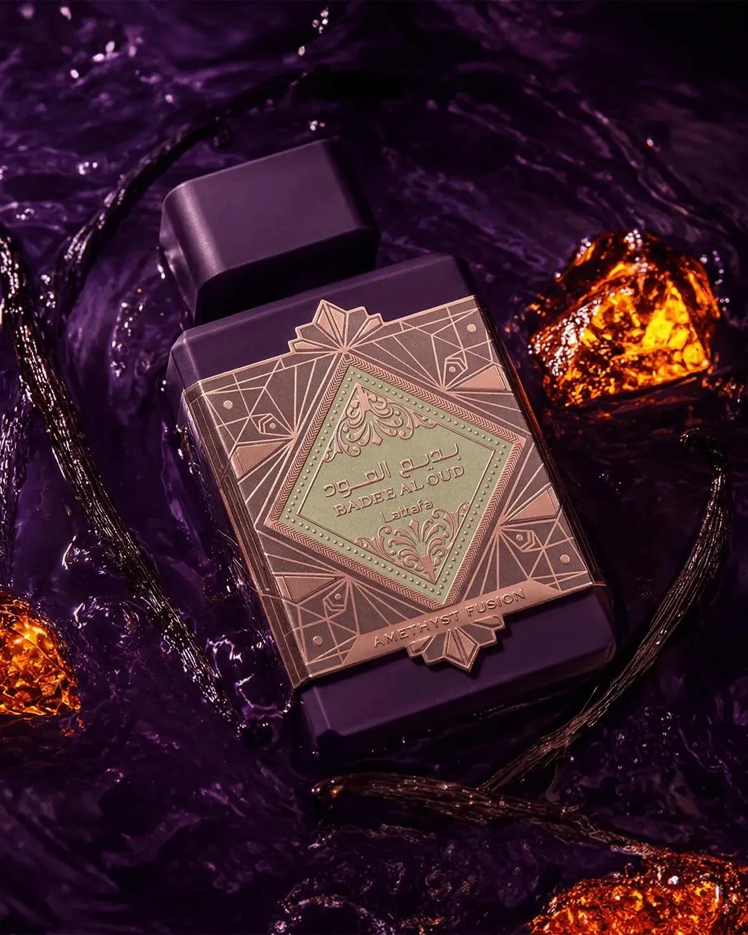 Lattafa Bade'e Al Oud Amethyst Fusion Eau de Parfum 100ml Unisex - Long Lasting Oriental Woody Perfume with Amaretto, Mandarin, Rum, Caramel, Patchouli, Vanilla & Sandalwood