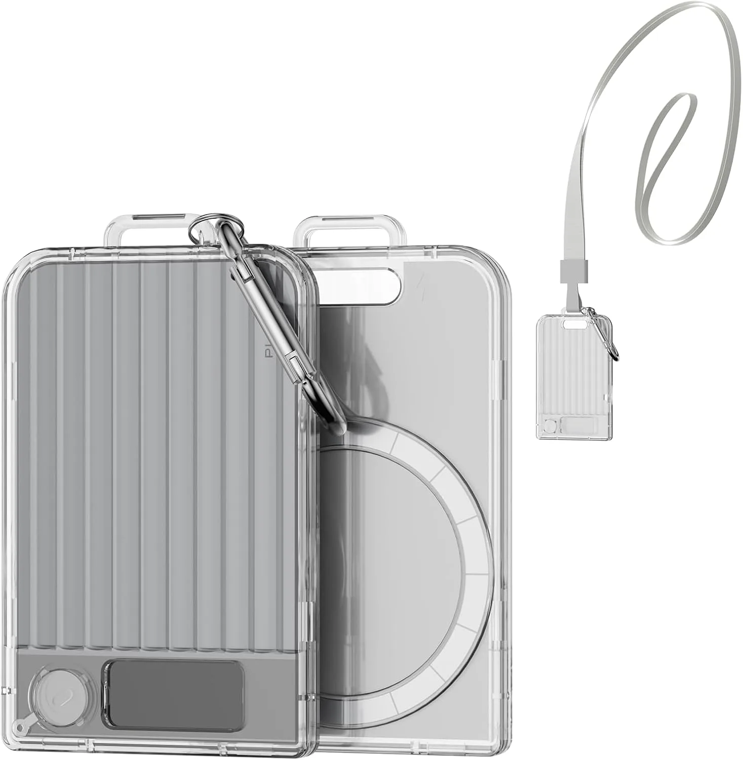 Magnetic Holder for Plaud Note&Plaud Note Pro(2025) with Lanyard&Carabiner,Anti-Scratch Hard Slim PC Portable Protective Case Ai Voice Recorder Accessories (Clear)