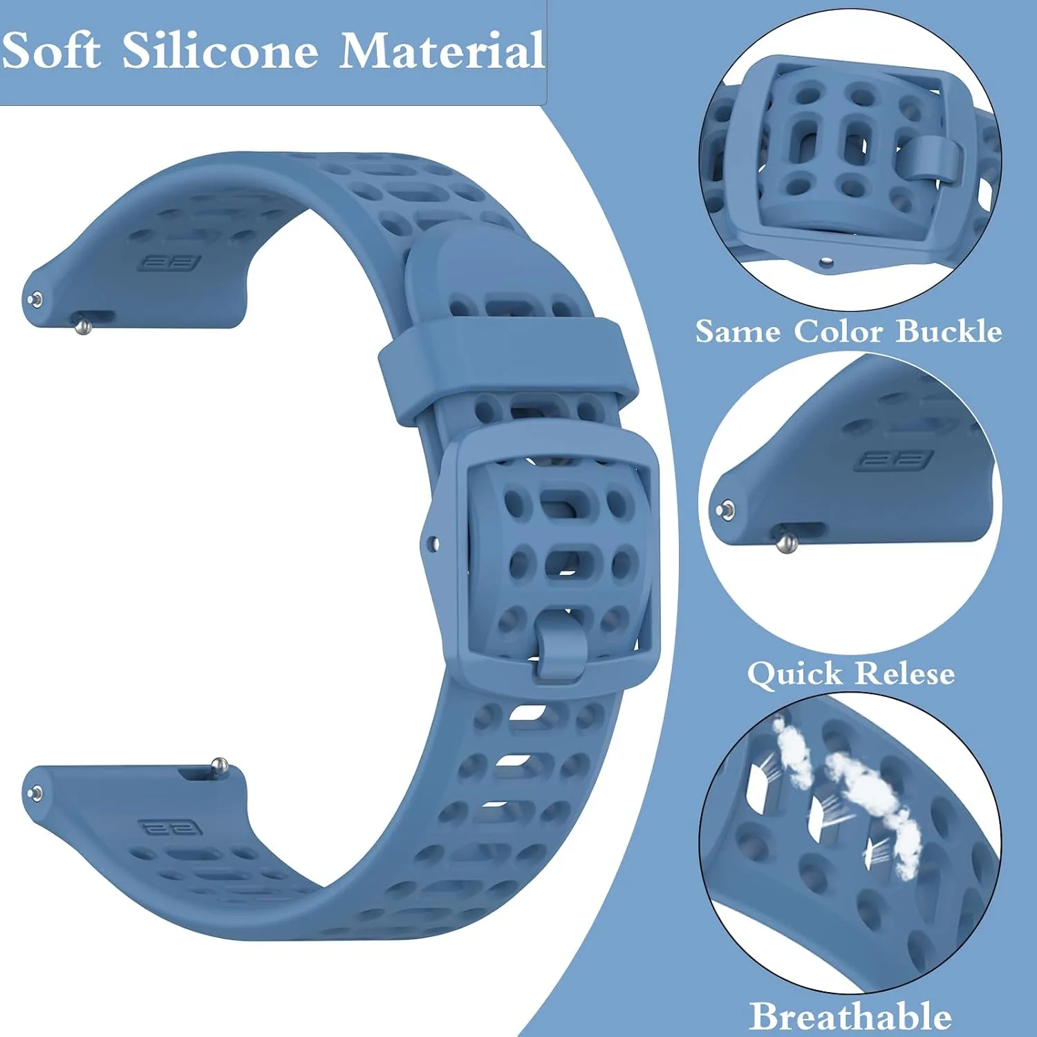 20mm 22mm Sport Silicone Bands for COROS PACE 4/3/APEX 2 Pro/PACE 2