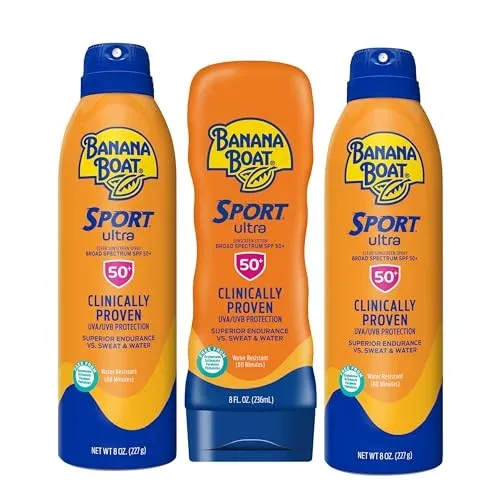 Banana Boat Sport SPF 50 Sunscreen Triple Pack, 8 oz each (Pack of 3)