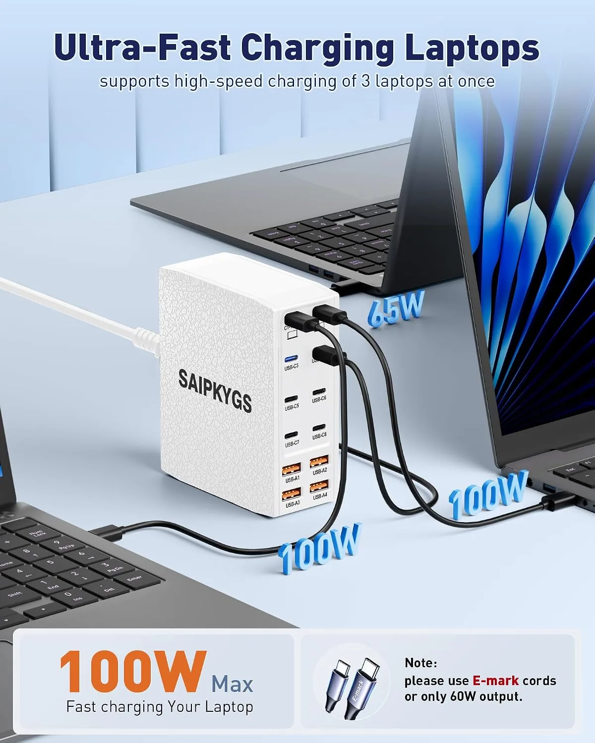 1000W USB Charging Station,12-Port USB C Charger Block with Dual 100W PD