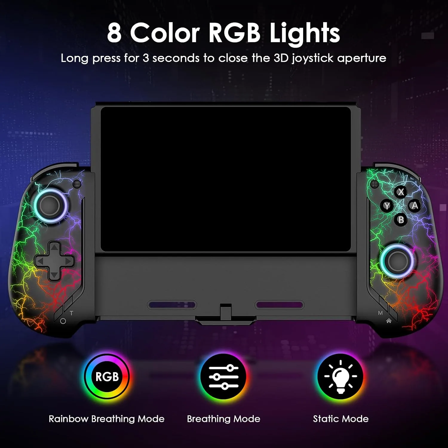 Moonag Replacement Controllers Compatible with Switch/OLED, Hall Effect One-Piece Controllers with 6-Axis Gyro, Motion Control, Wake-up, Dual Vibration, Turbo, 1000mAh Battery, Light