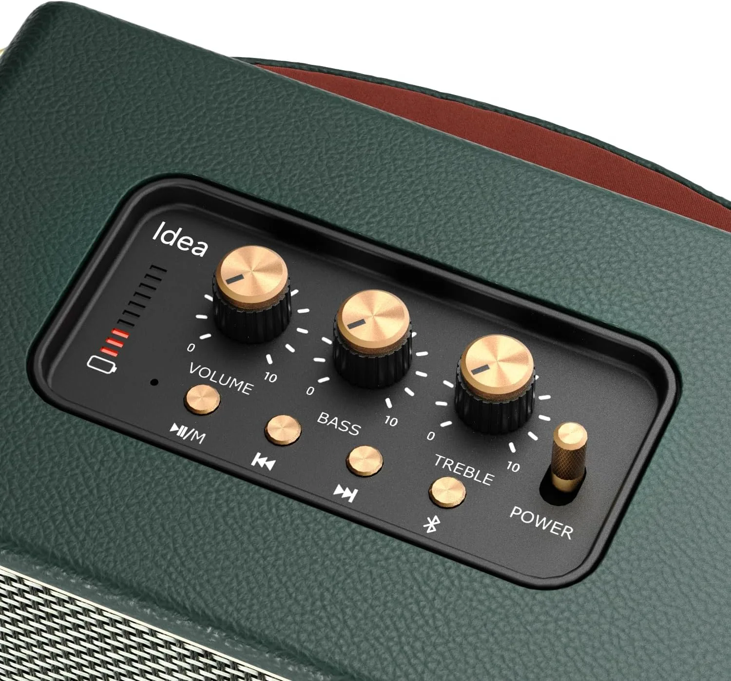 Vintage Home Decor Wireless Bluetooth Wooden Carrying Portable Speaker Deep Bass with Fabric Grill Leather Strap Handle-Green