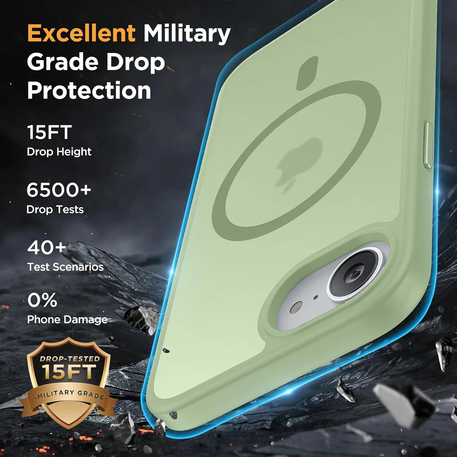 Miracase for iPhone 16e case & iPhone 17e Case for MagSafe [with 2×9H+ Screen Protectors] TOP Military-Grade Protection Shockproof with Velvet Touch for iPhone 16e/17e Phone Case 6.1", Light Green