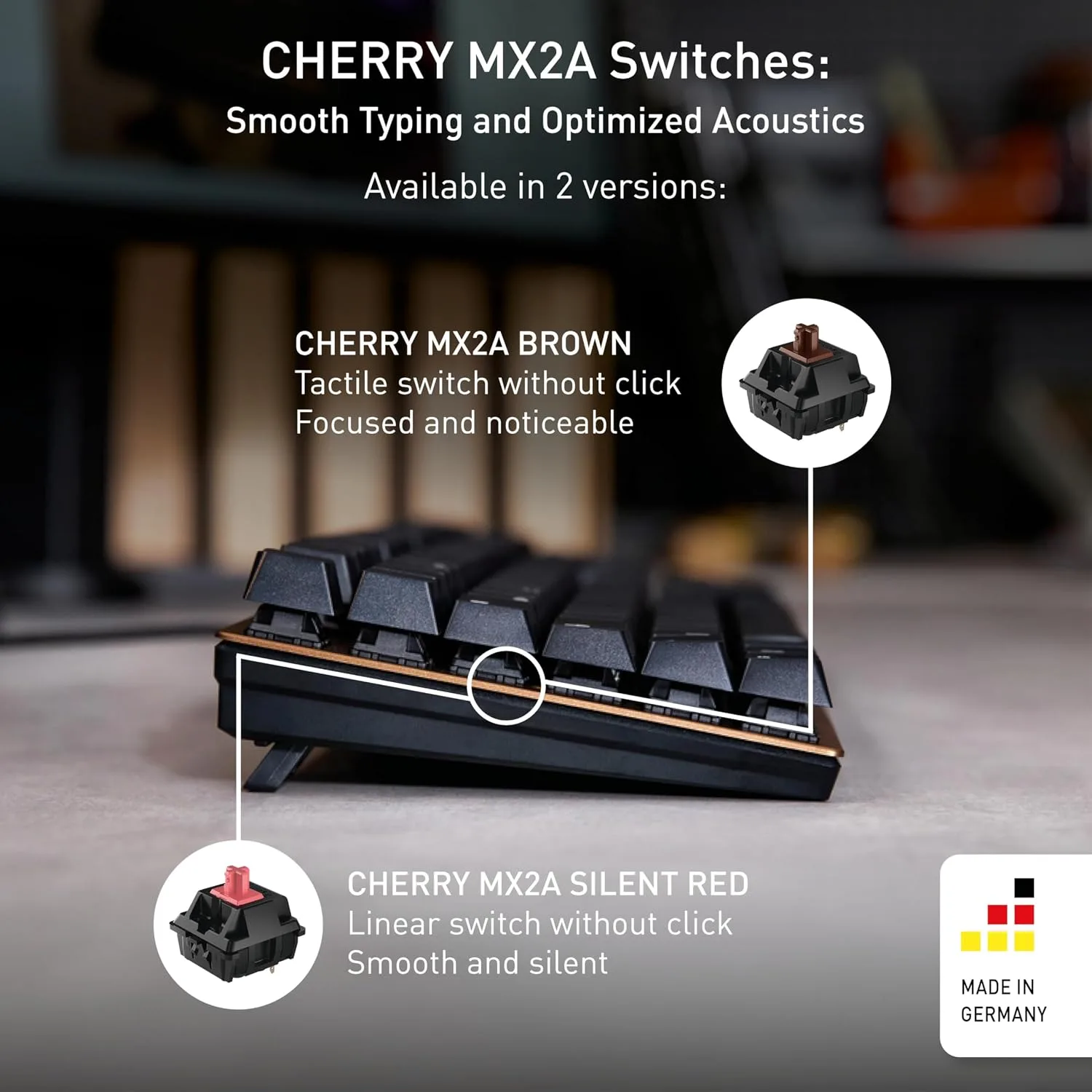 Cherry KC 200 MX Wired Mechanical Office Keyboard MX2A Silent RED Switches