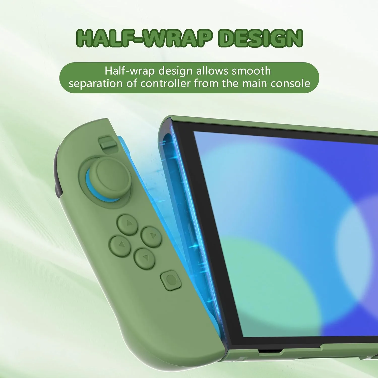 PlayVital Hard Case for Nintendo Switch 2 with Extra Stand & Thumb Grip Caps | Split Design, Dockable Protective Full-Body Shell Cover for Nintendo Switch 2 | Solid Color Series, Matcha Green