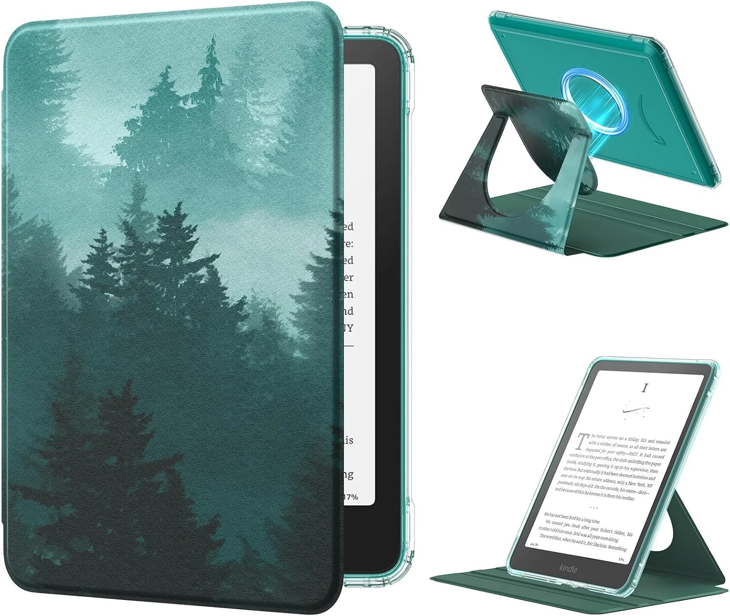 Estuche MoKo 360° Rotativo Desmontable para eBook Reader 7" Verde Bosque