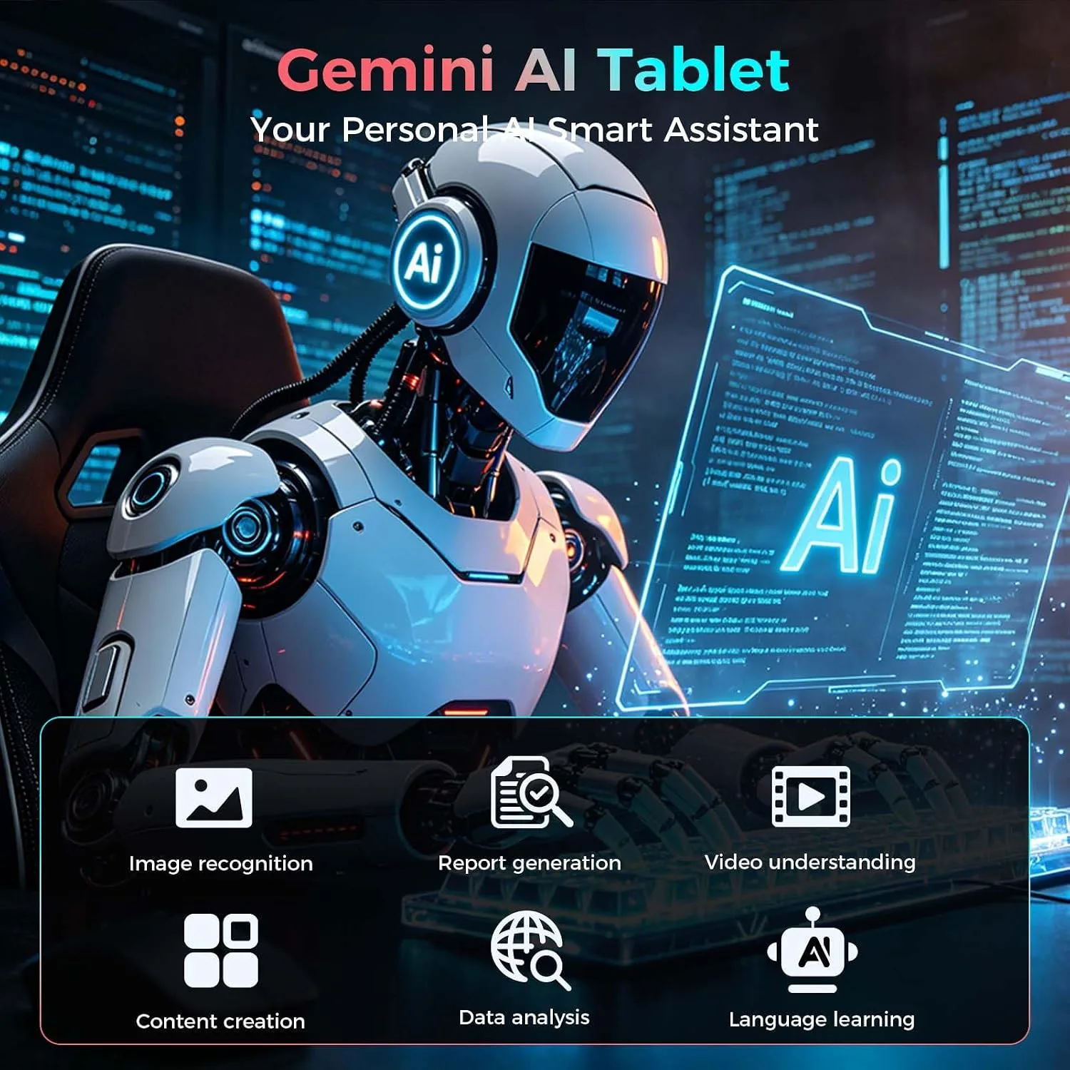 13 inch Tablet with Keyboard - 2026 Gemini AI Android 16 Tablet,Silver Case