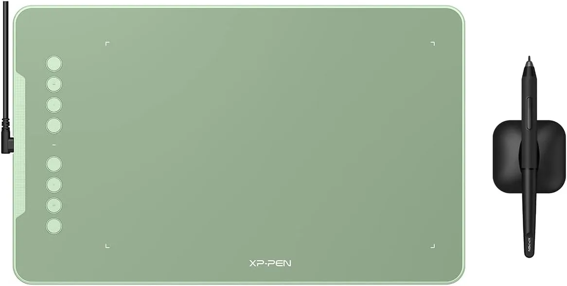 XPPen Deco 01 V3 Drawing Tablet 10x6.25 Graphics Tablet Digital Drawing Tablet for Chromebook with 16384 Levels Pressure Battery-Free Stylus and 8 Shortcut Keys (Green)