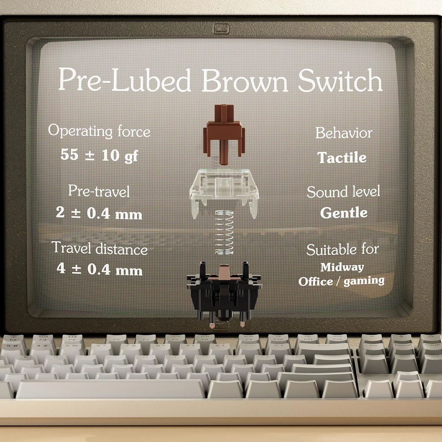 Keychron C2 Full Size Wired Mechanical Keyboard, Brown Switch, Retro