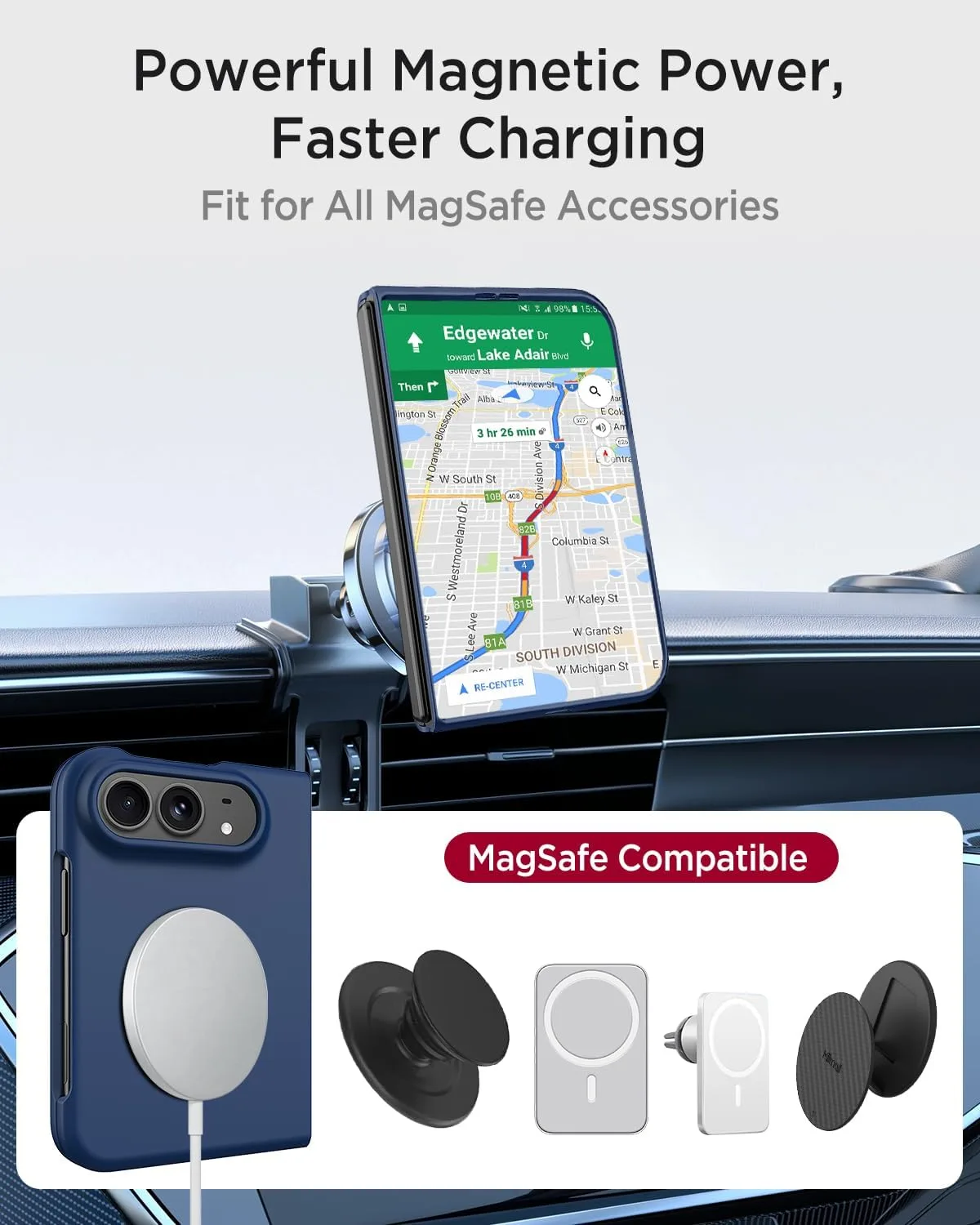 Miimall Anti-Spy for iPhone Duo Slim Case for Mag Safe [Built-in Privacy Screen Tempered Glass] Strong Magnet Military Grade Rugged Hard Thin Protective Cover for iPhone Duo 2026 Case Blue