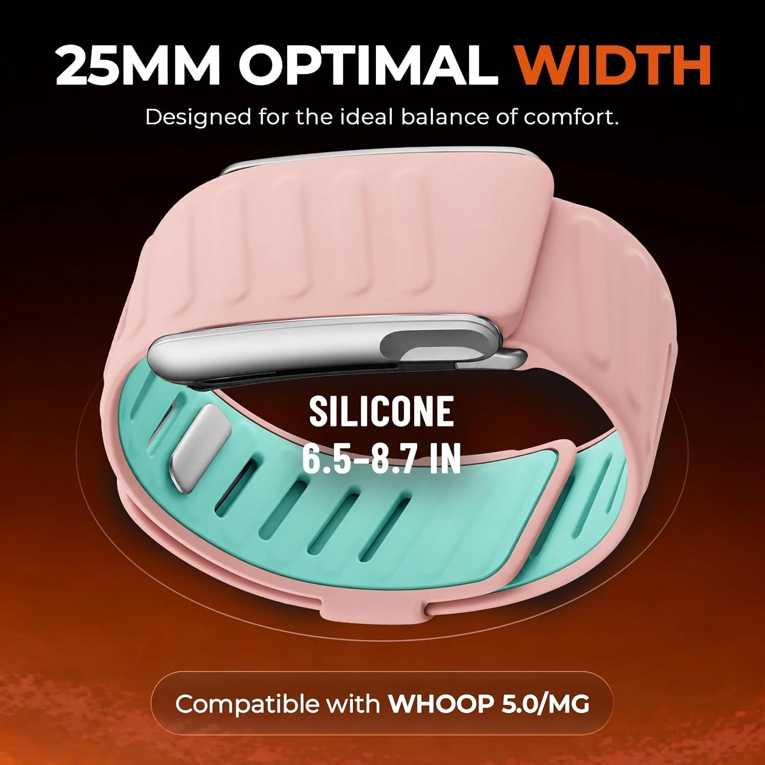 DADO Silicone Sport Replacement Band Compatible with WHOOP 5.0, One, Peak, and Life Fitness Tracker – Breathable, Durable & Comfortable | Not for Whoop Gen 4