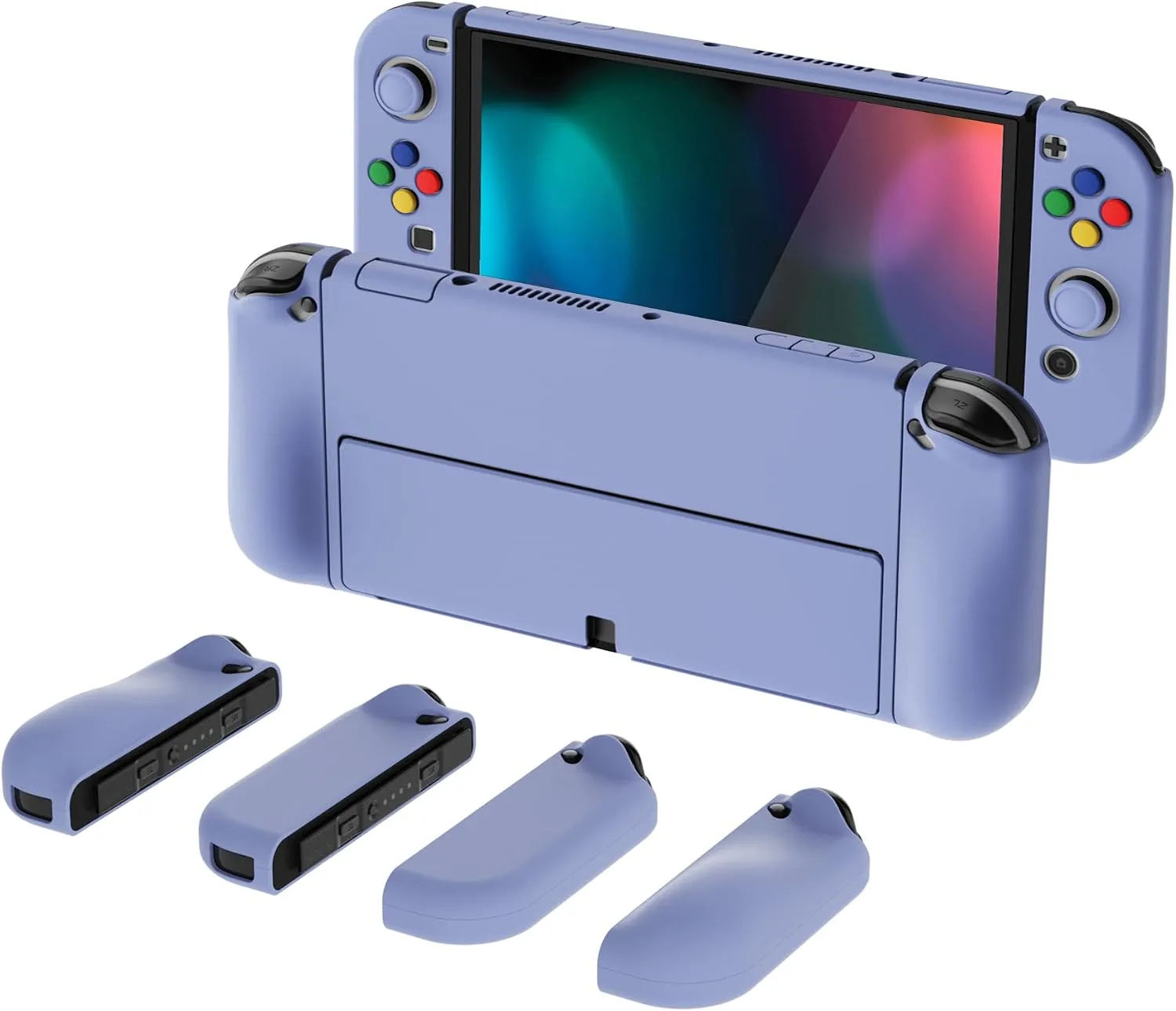 Funda protectora PlayVital AlterGrips para Nintendo Switch OLED color violeta claro