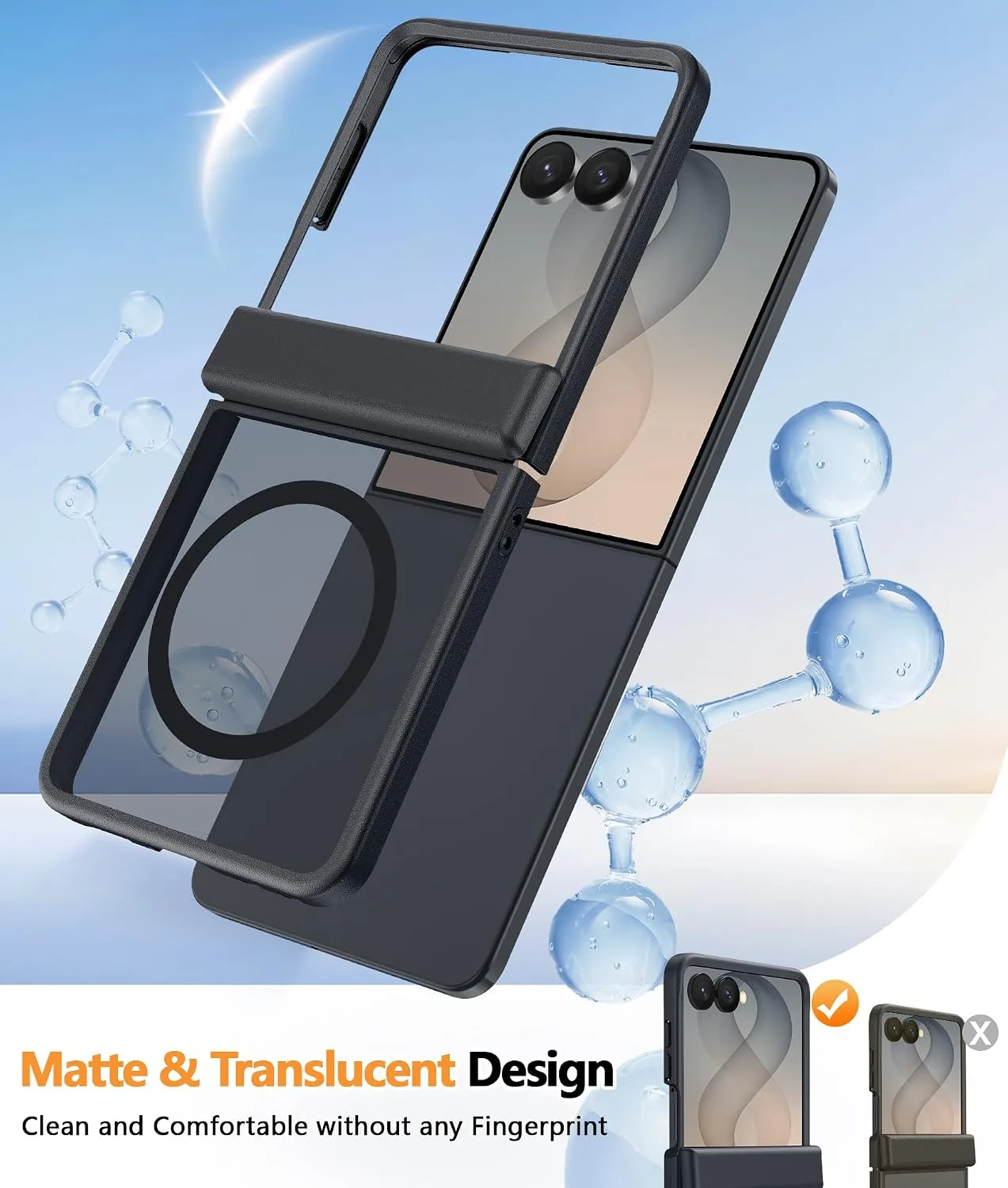 FNTCASE for Samsung-Galaxy Z Flip 8 Matte Case with Hinge Protection