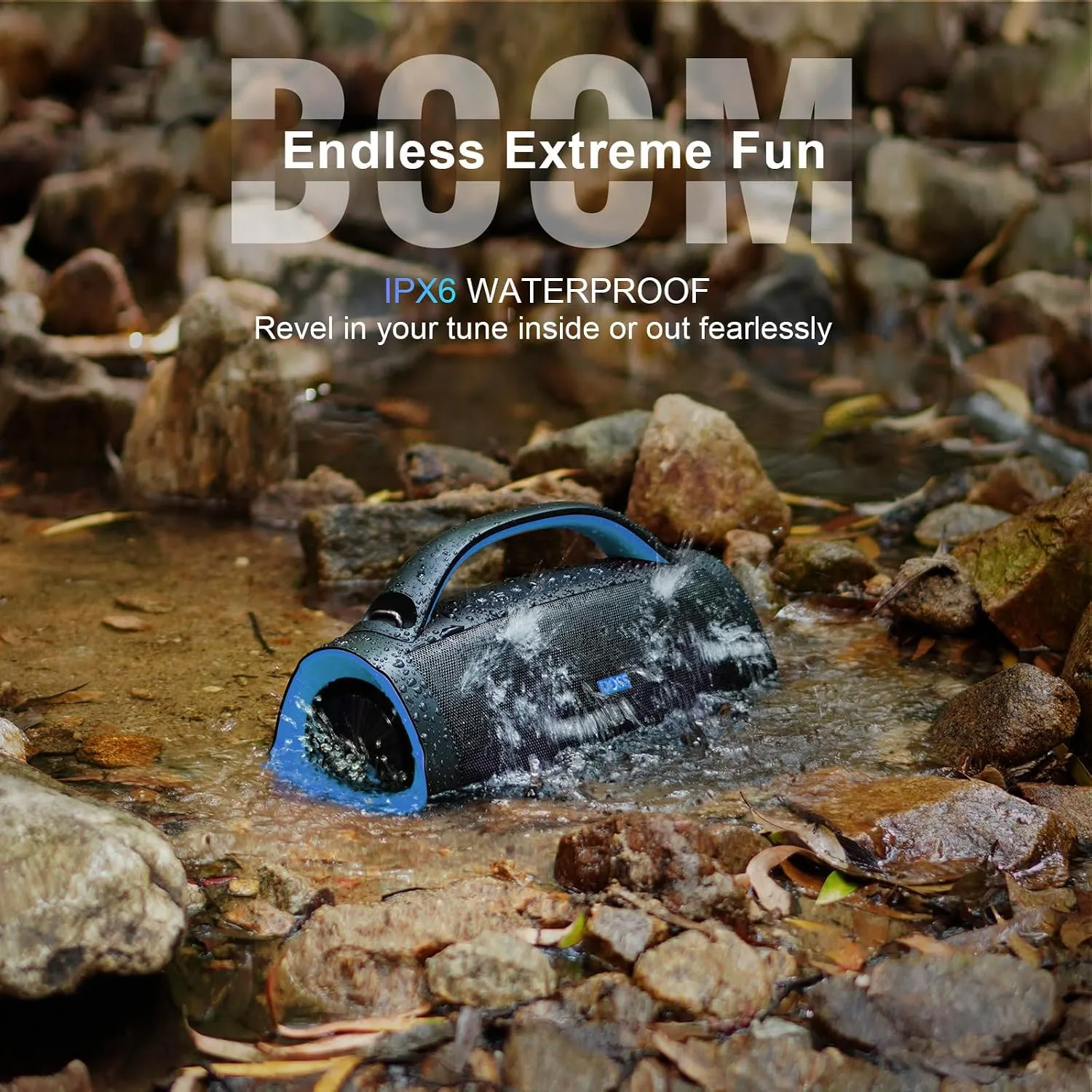 DOSS Extreme Boom Pro 100W Loud Outdoor Speaker, IPX6 Waterproof for Beach
