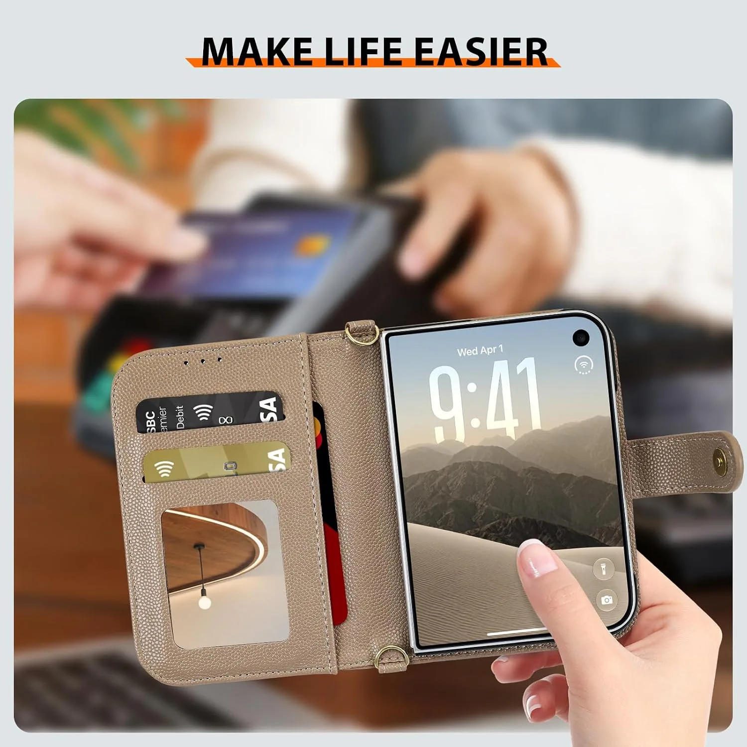 Wallet Phone Case Crafted for iPhone Duo Peach Color