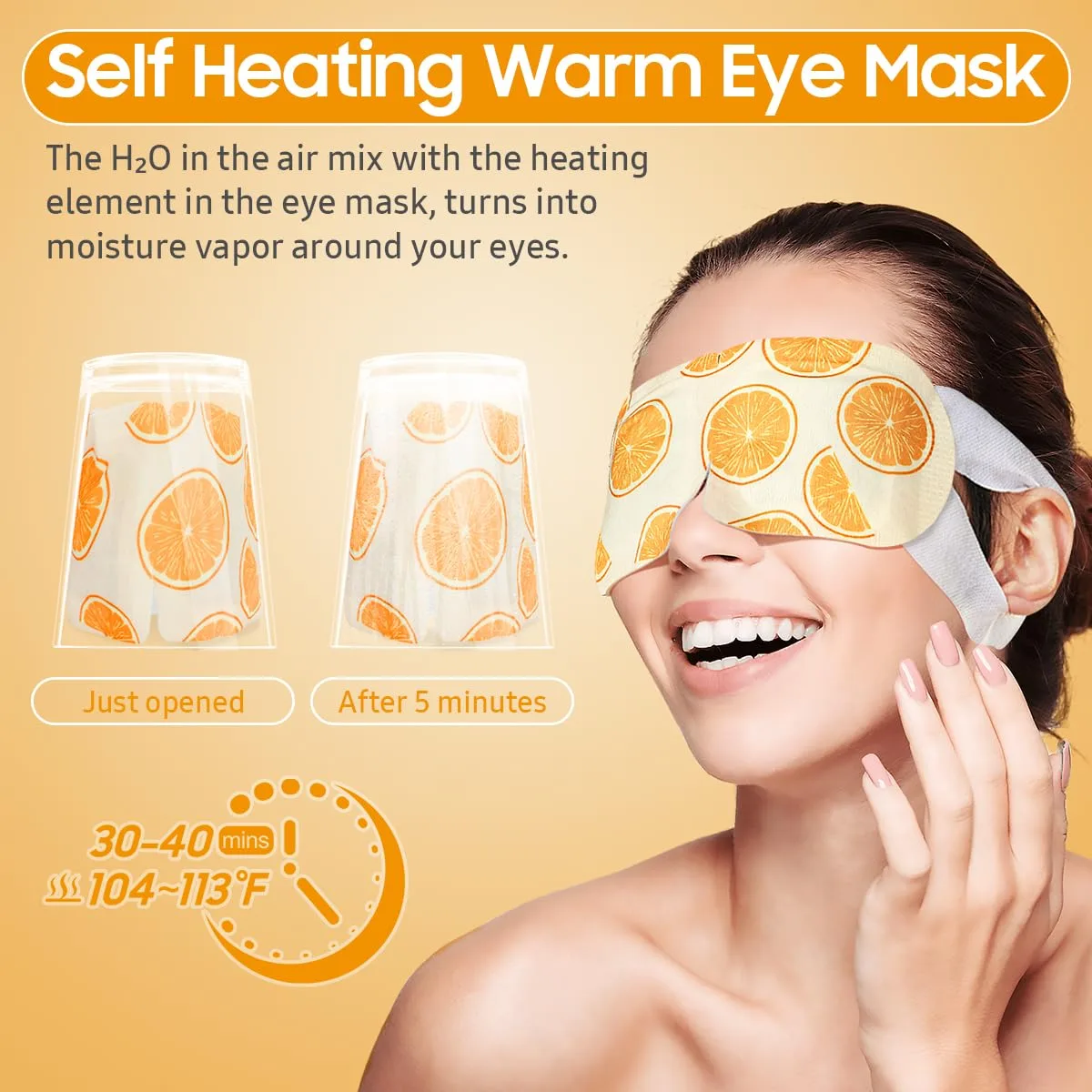BeHoomi 30Packs Steam Eye Mask, Heated Eye Mask for Dry Eyes, Sweet Orange