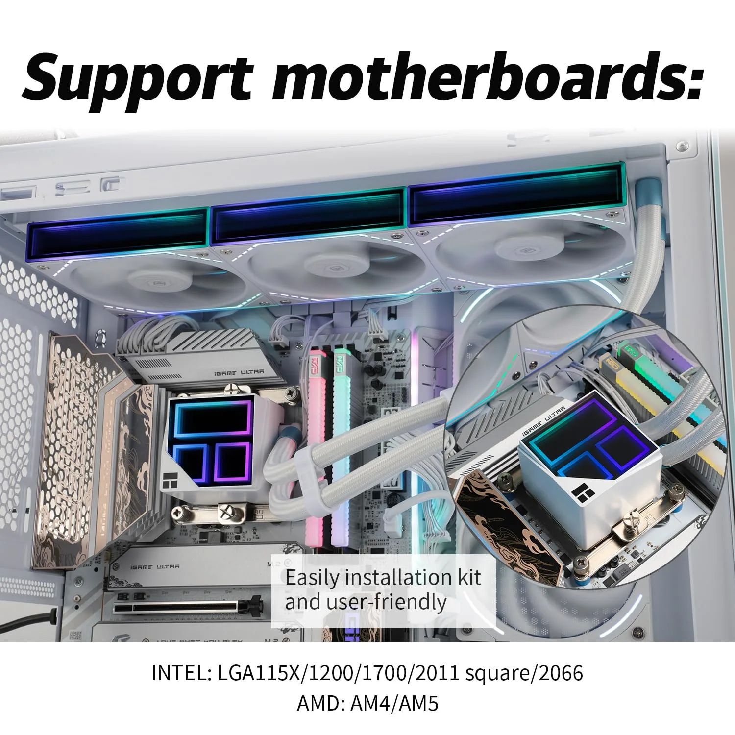 Thermalrlght Frozen Infinity 360 White CPU Aio Cooler,TL-M12W*3 PWM Fans,Computer CPU Water Cooler,ARGB Infinity Mirror,360 CPU Liquid Cooling:LGA1851/1700/1150/1151/1200/1851,PC Water Cooling