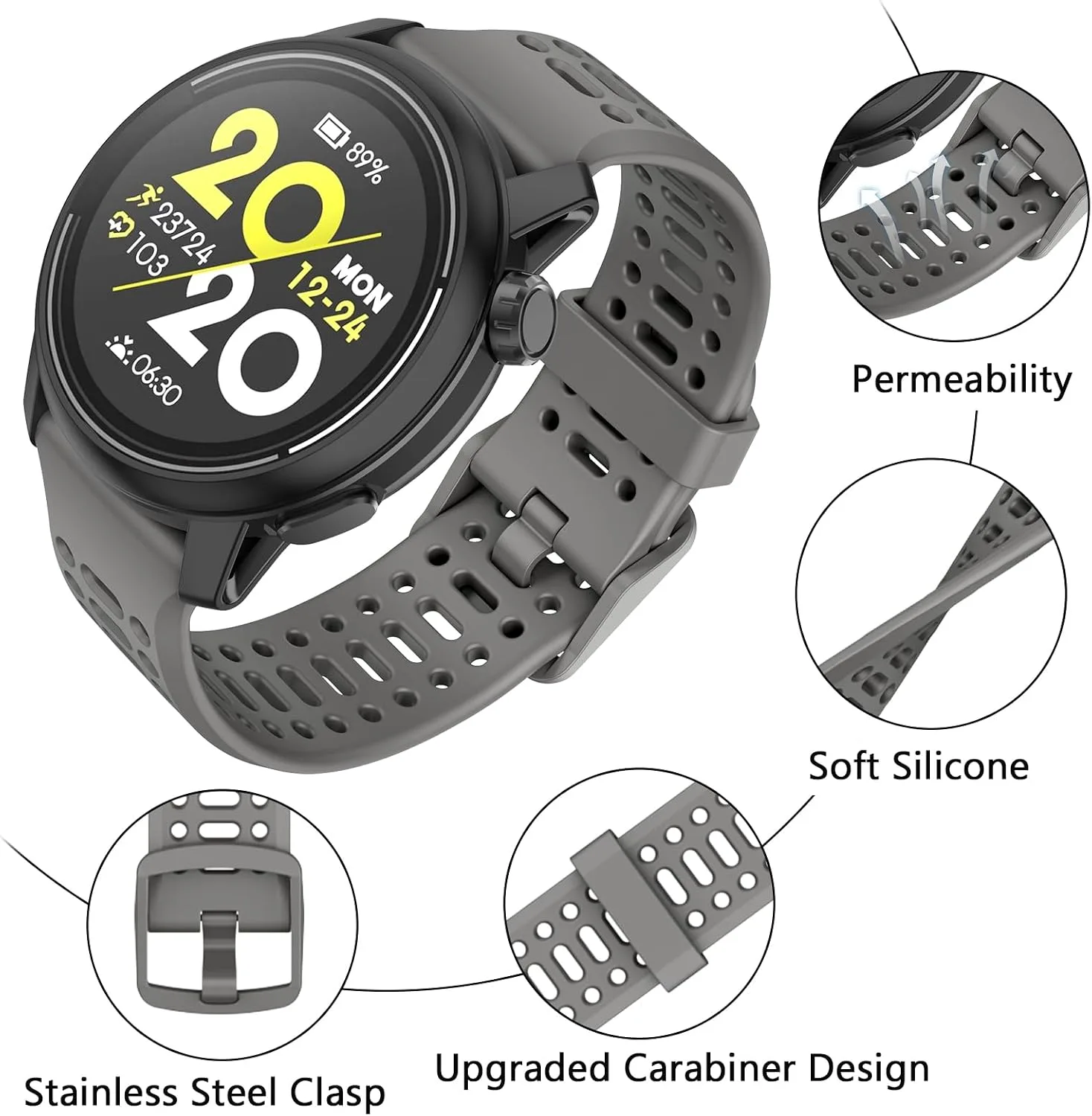 Compatible with COROS Pace 3 Watch Band, 22mm Quick Release Sports Silicone Watch Band Breathable Wristband Strap Women Men Strap for COROS APEX 2 Pro/APEX 46mm/APEX Pro
