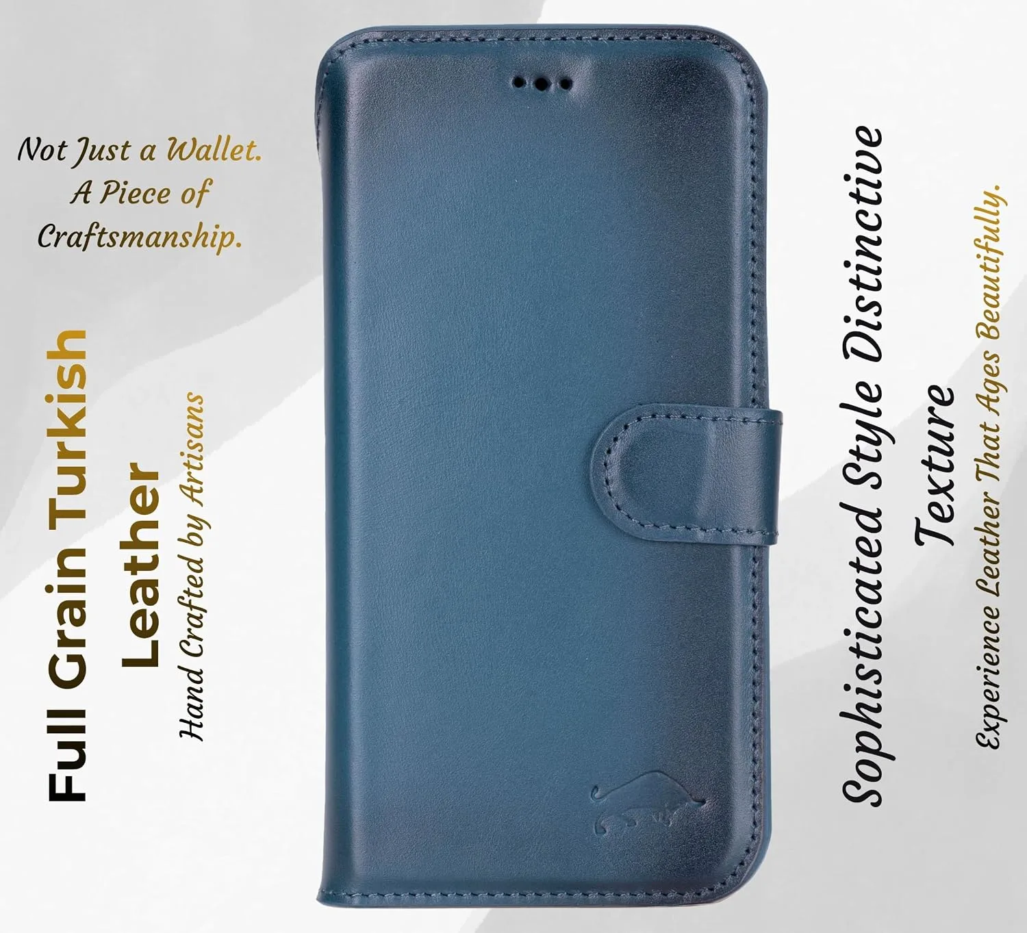 VENOULT Wallet Case for iPhone, Full Grain Genuine Turkish Leather, Magnetic Detachable, RFID 4 Card Slots, Business Style, Compatible with MagSafe (Admiral Blue, iPhone 17 Pro)