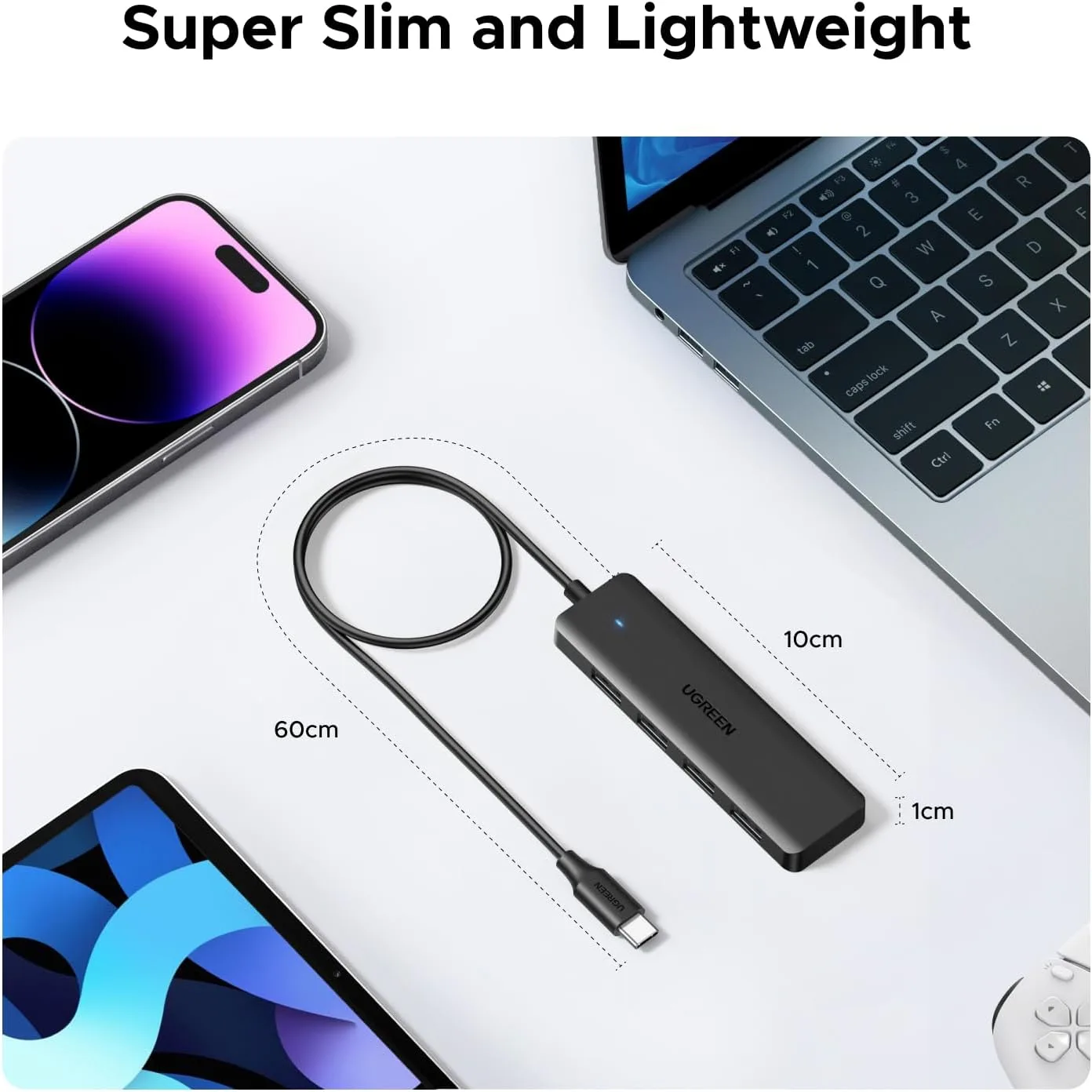 UGREEN USB C Hub, 4 Ports USB A Splitter Ultra-Slim USB Expander, 2 ft