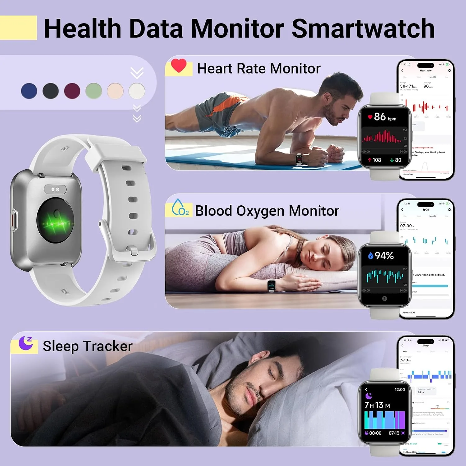 Smartwatch for Women, Compatible with Android & iPhone, 1.8'' Fitness Tracker Watch with Alexa, Call & Notification Alerts, Heart Rate & Sleep Monitor, 120 Sports Modes, Waterproof Watch for Women