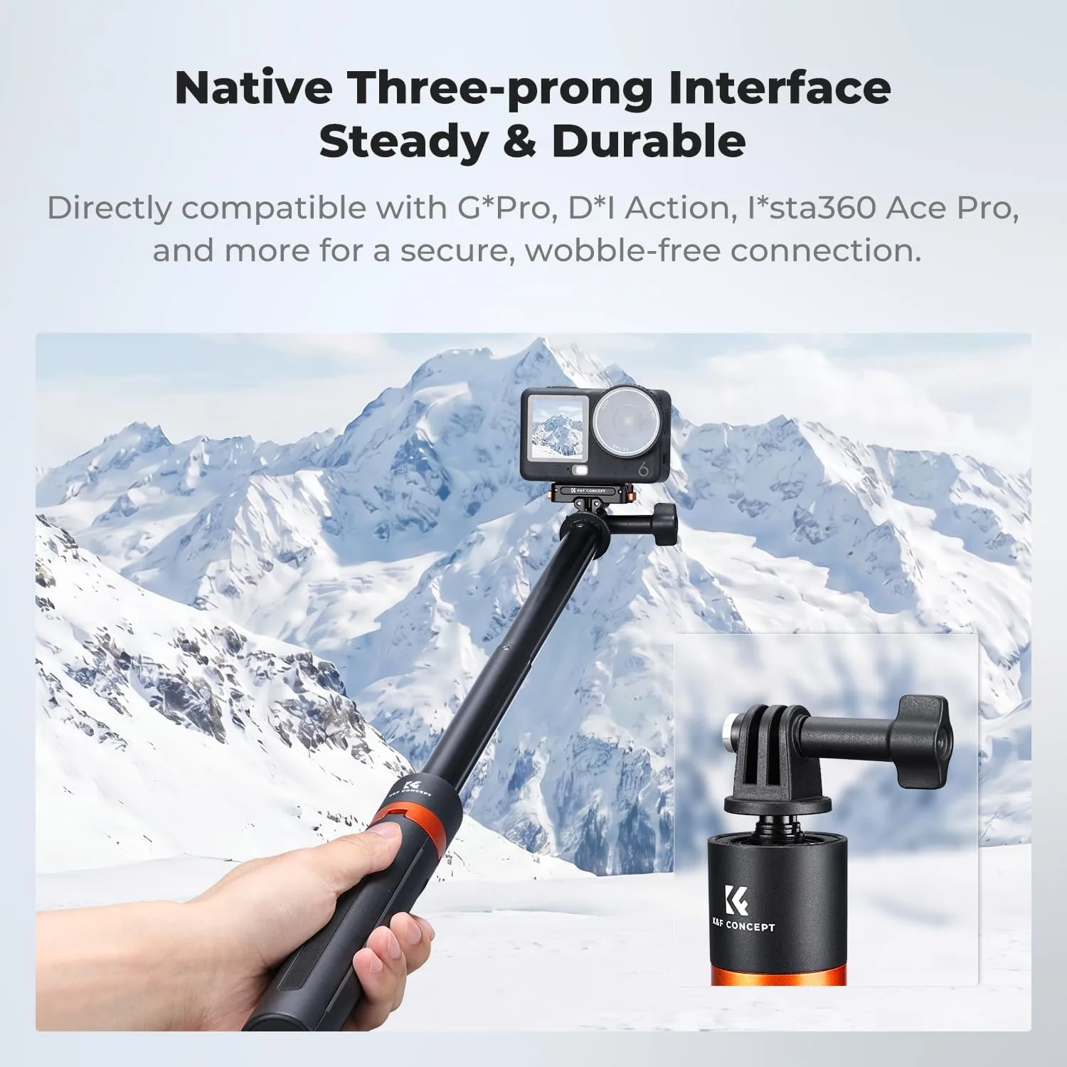 K&F CONCEPT 142cm/55.9" Telescopic Selfie Stick Tripod for Action Camera