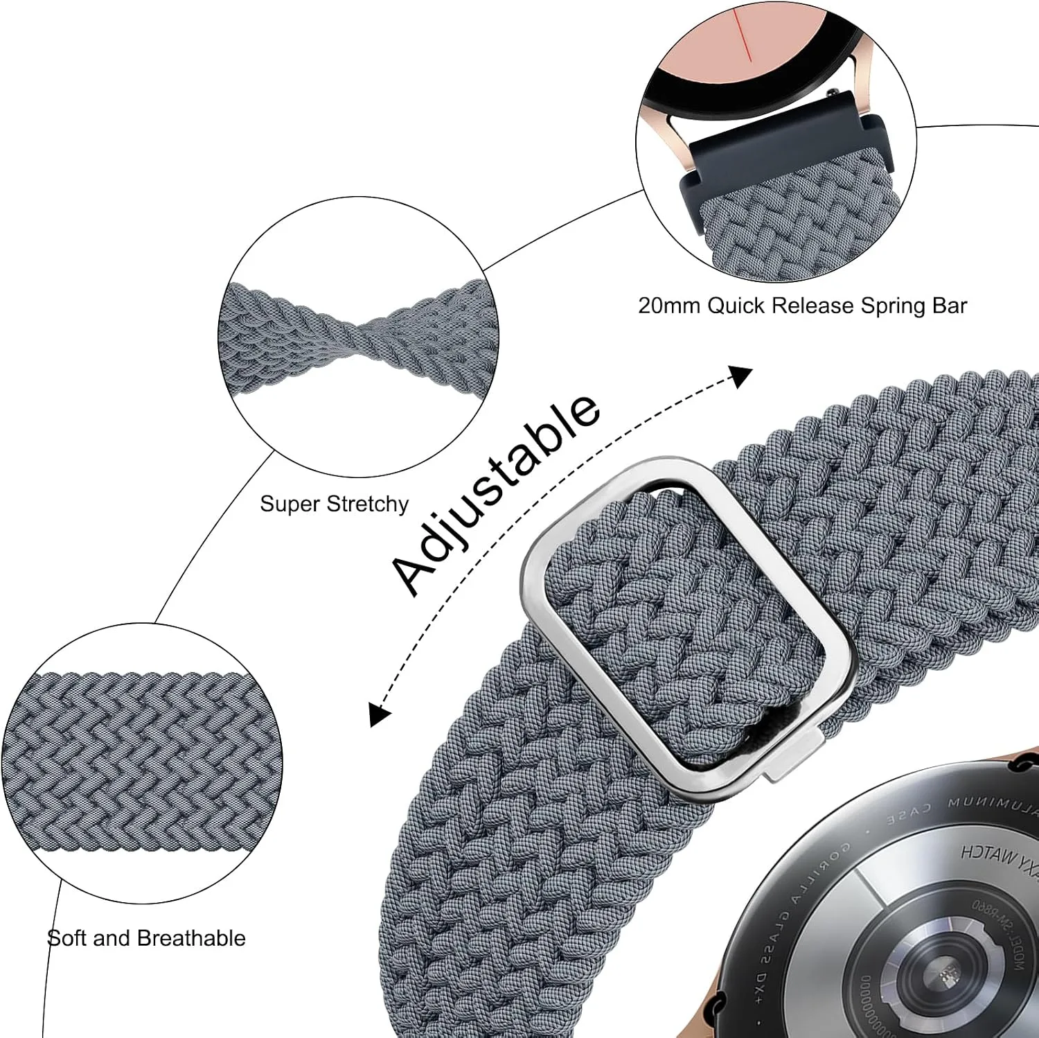 3 Pack Braided Stretchy Bands for IDW13,IDW16,IDW19 Smartwatch Bands, 22mm Elastic Straps for Fitpolo IDW13/Woneligo W13/FITVII HM57, TOOBUR/ENOMIR/MILOUZ/Gydom/Faweio/Amzhero/Tensky IDW19 Smart Watch for Women Men