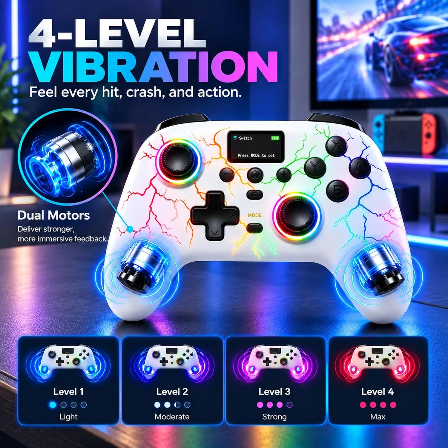 Exilapsire Wireless Controller for PC/Switch/Switch 2/iOS/Android, White