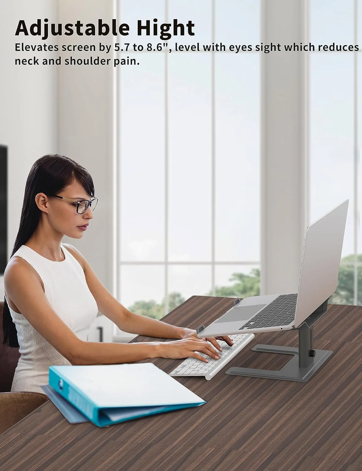 ALASHI Laptop Stand, Height Adjustable Desk Riser, 10-17.3", Gery