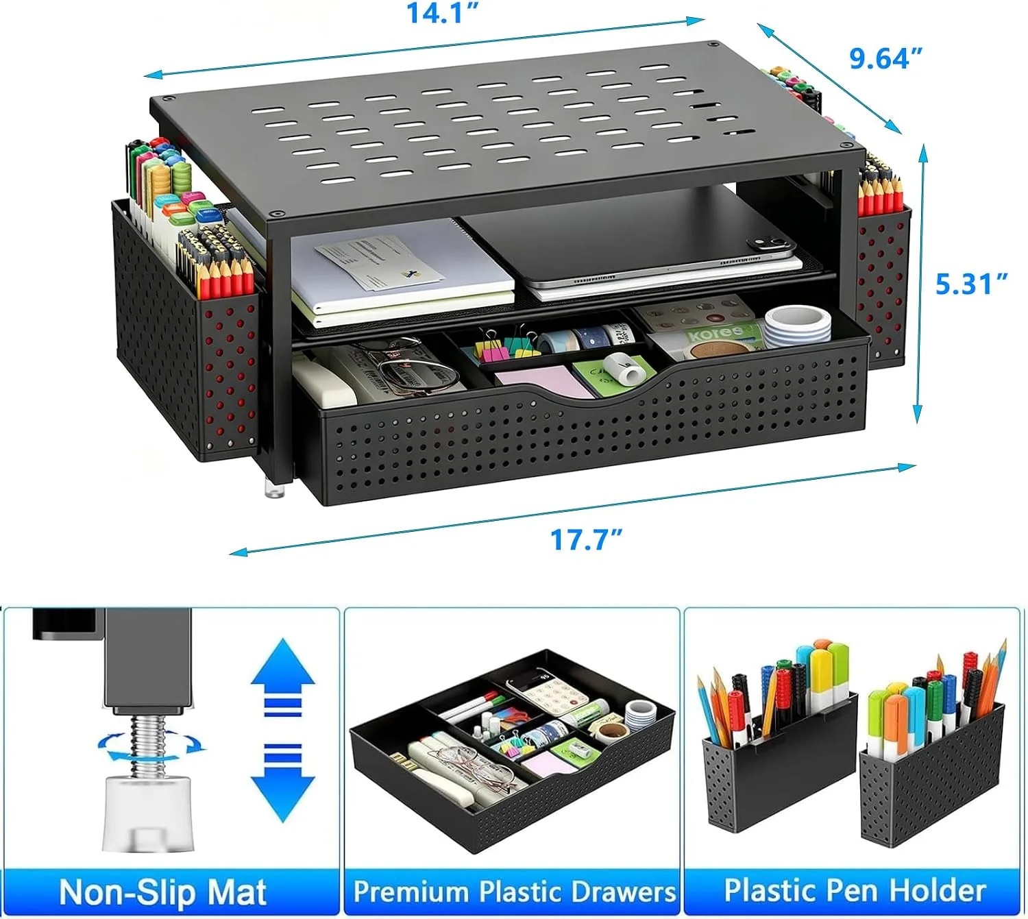 gianotter Monitor Stand with Drawer and 2 Pen Holders