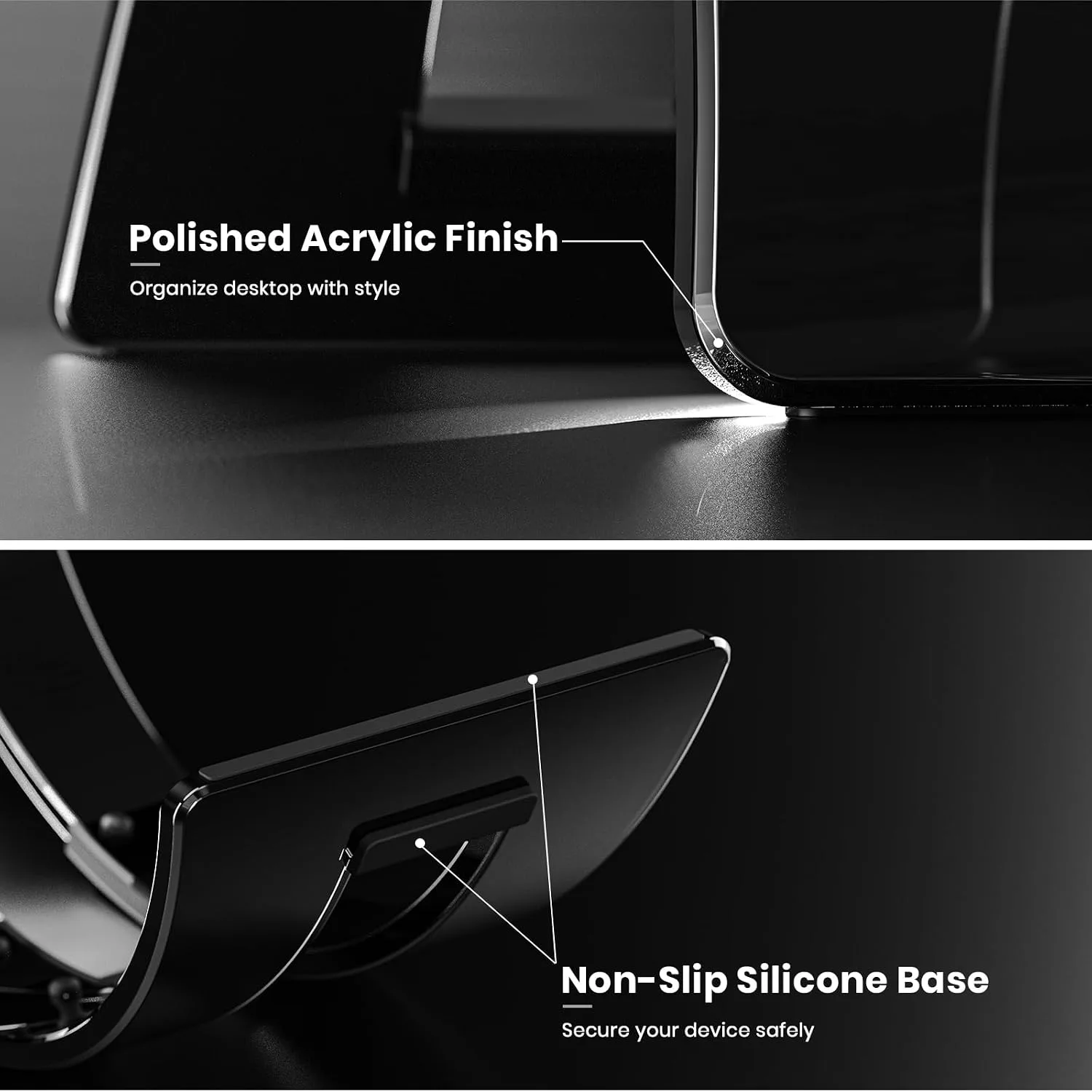 Yikola Vertical Laptop Stand for Desk, Vertical Laptop Hoder Space-Saving Organizer for All MacBook, Laptop Stand Acrylic Invisible Desktop Notebook Dock-Black…
