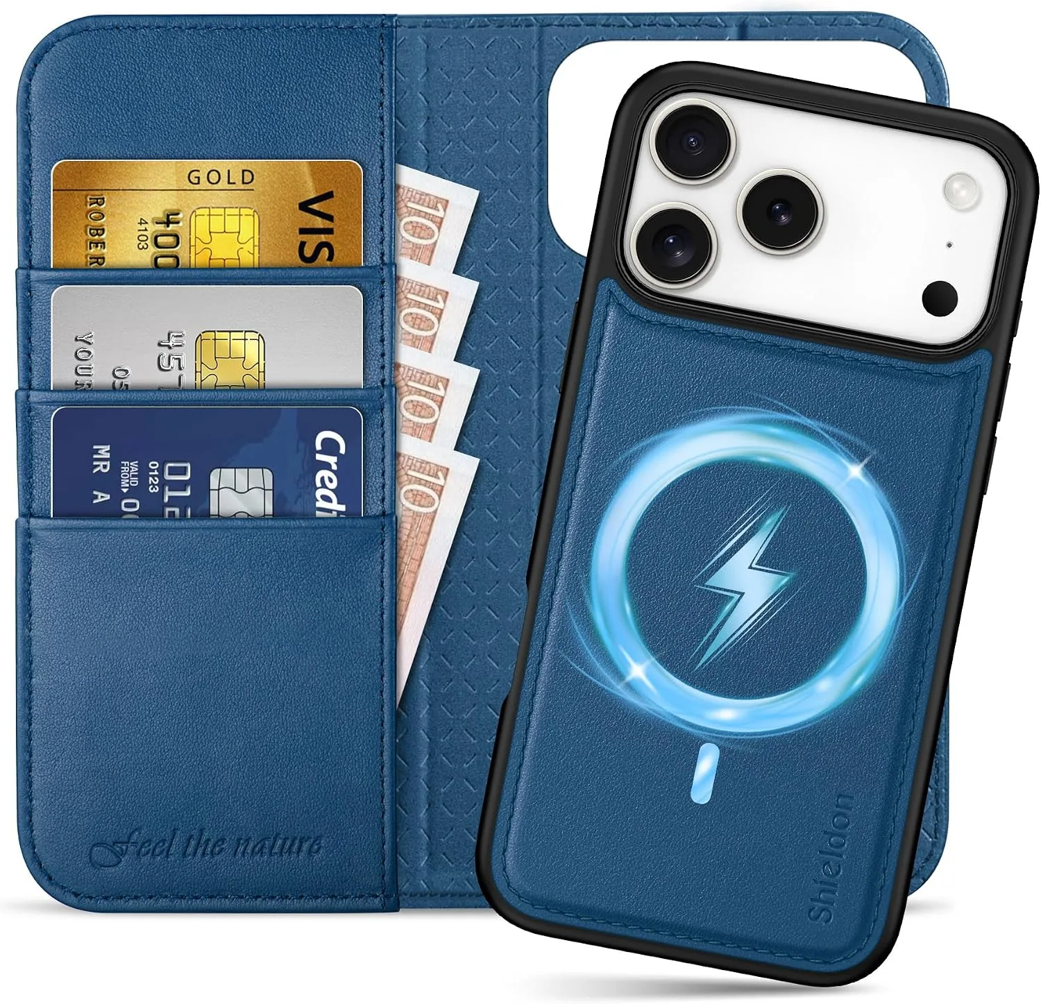 SHIELDON Removable Case Wallet for iPhone 18 Pro Max/17 Pro Max, Royal Blue