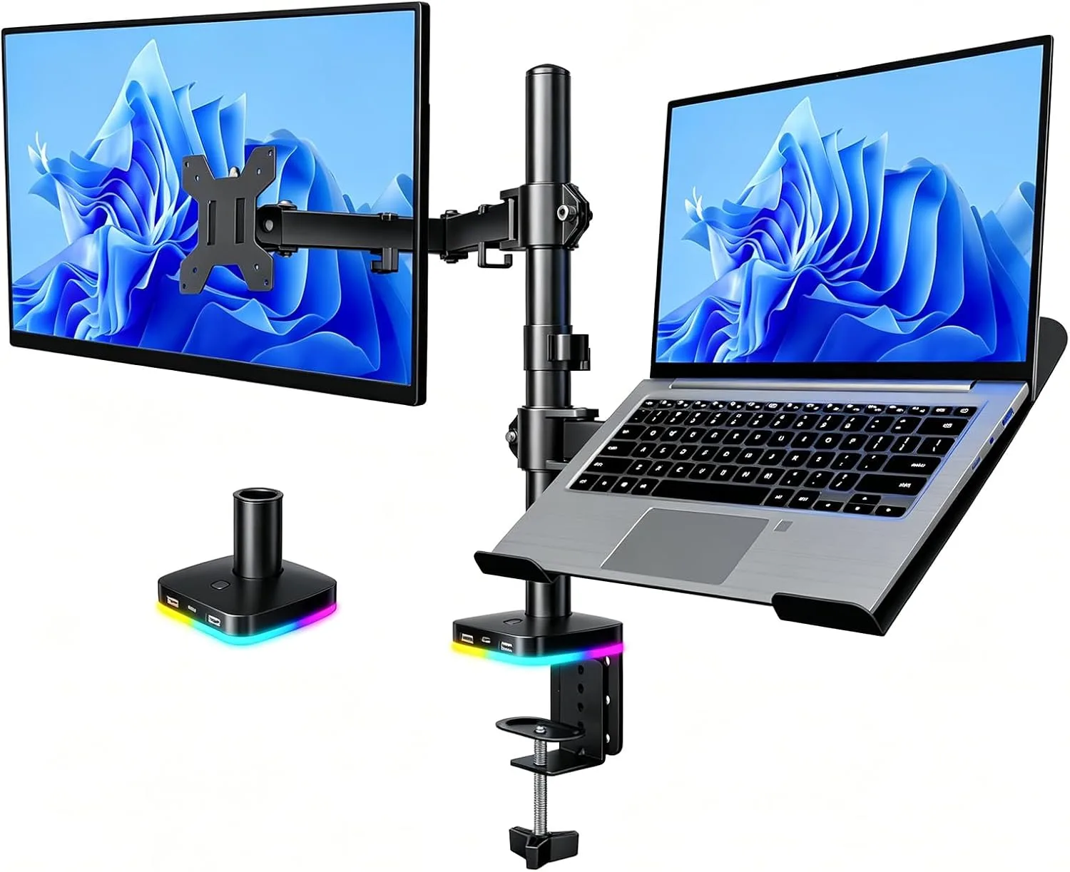 Afaloona RGB Monitor & Laptop Stand with USB Hub, Charging & Data Transfer