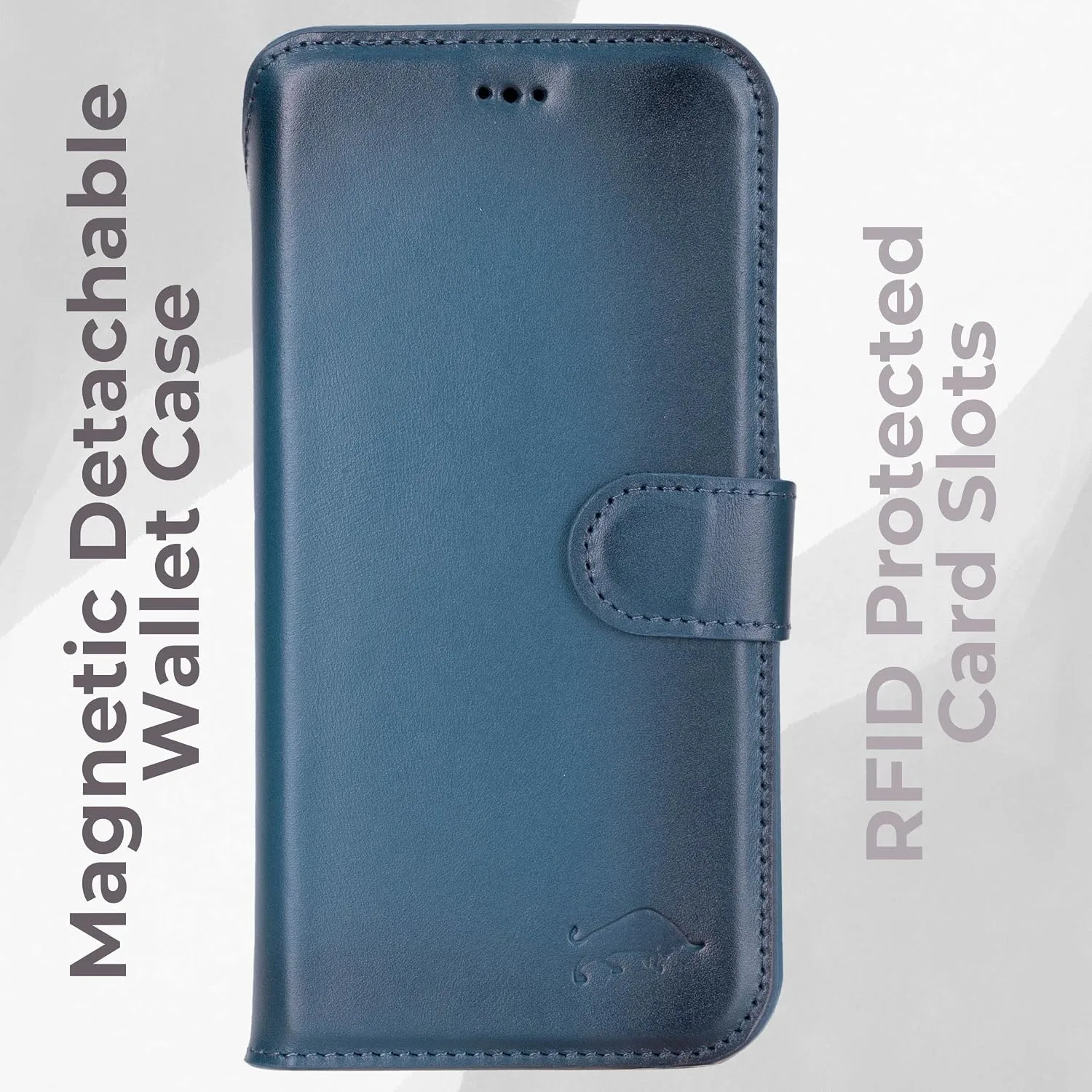 VENOULT Wallet Case for iPhone, Full Grain Genuine Turkish Leather, Magnetic Detachable, RFID 4 Card Slots, Business Style, Compatible with MagSafe (Admiral Blue, iPhone 16 Pro)
