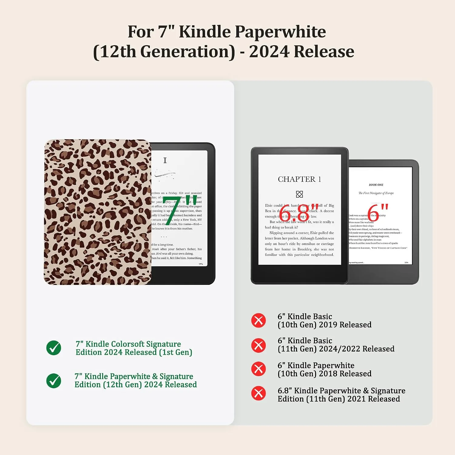 Clear Case for 7'' Kindle Paperwhite 12th Gen 2024 & Colorsoft