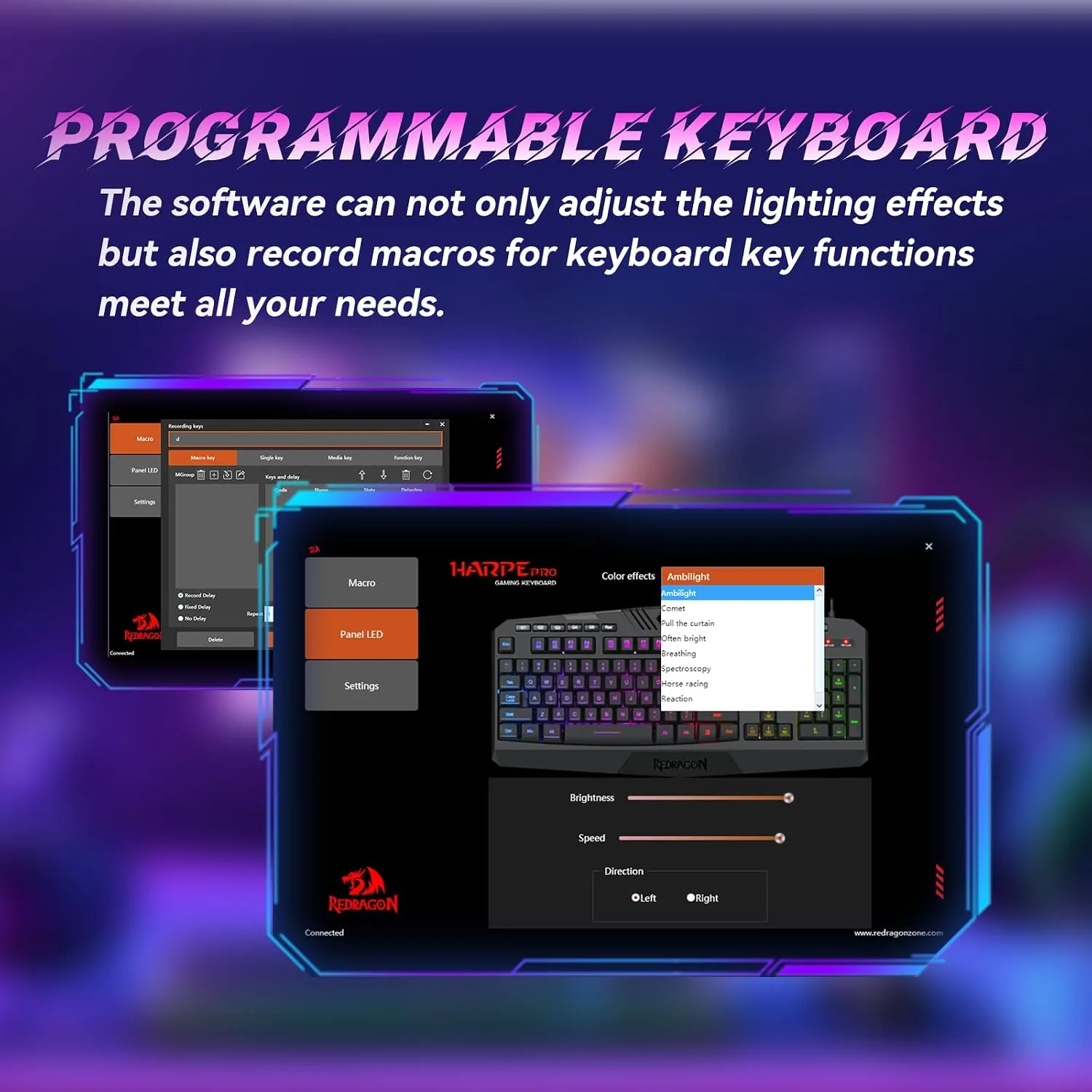 Redragon Updated Programmable Gaming Keyboard and Mouse, RGB Backlit Keyboard Mouse with Software, Independent Macro Record Keys, Value Combo Set, White - S101-3 PRO
