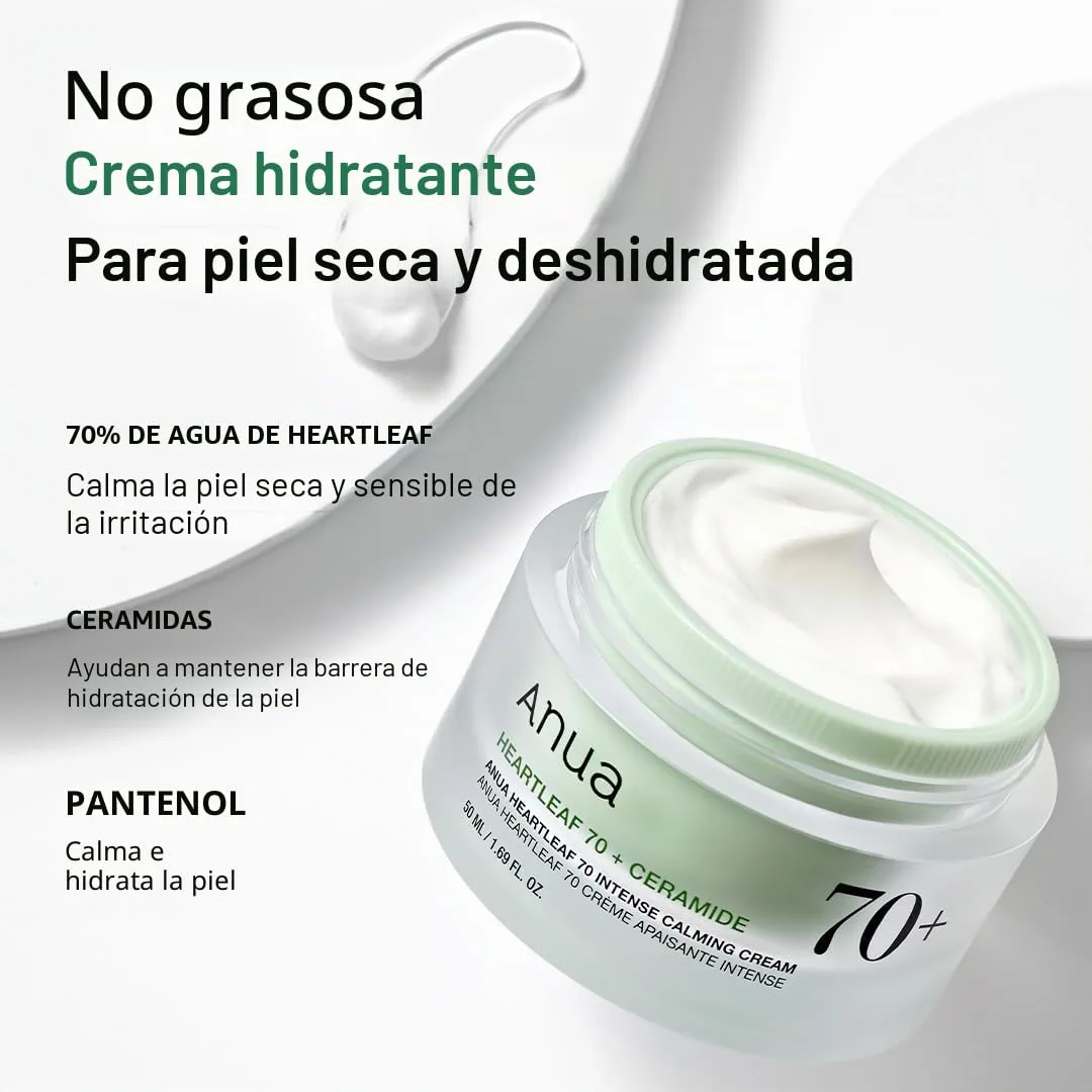 ANUA Heartleaf 70 Intense Calming Cream with Ceramide, 1.69 fl.oz