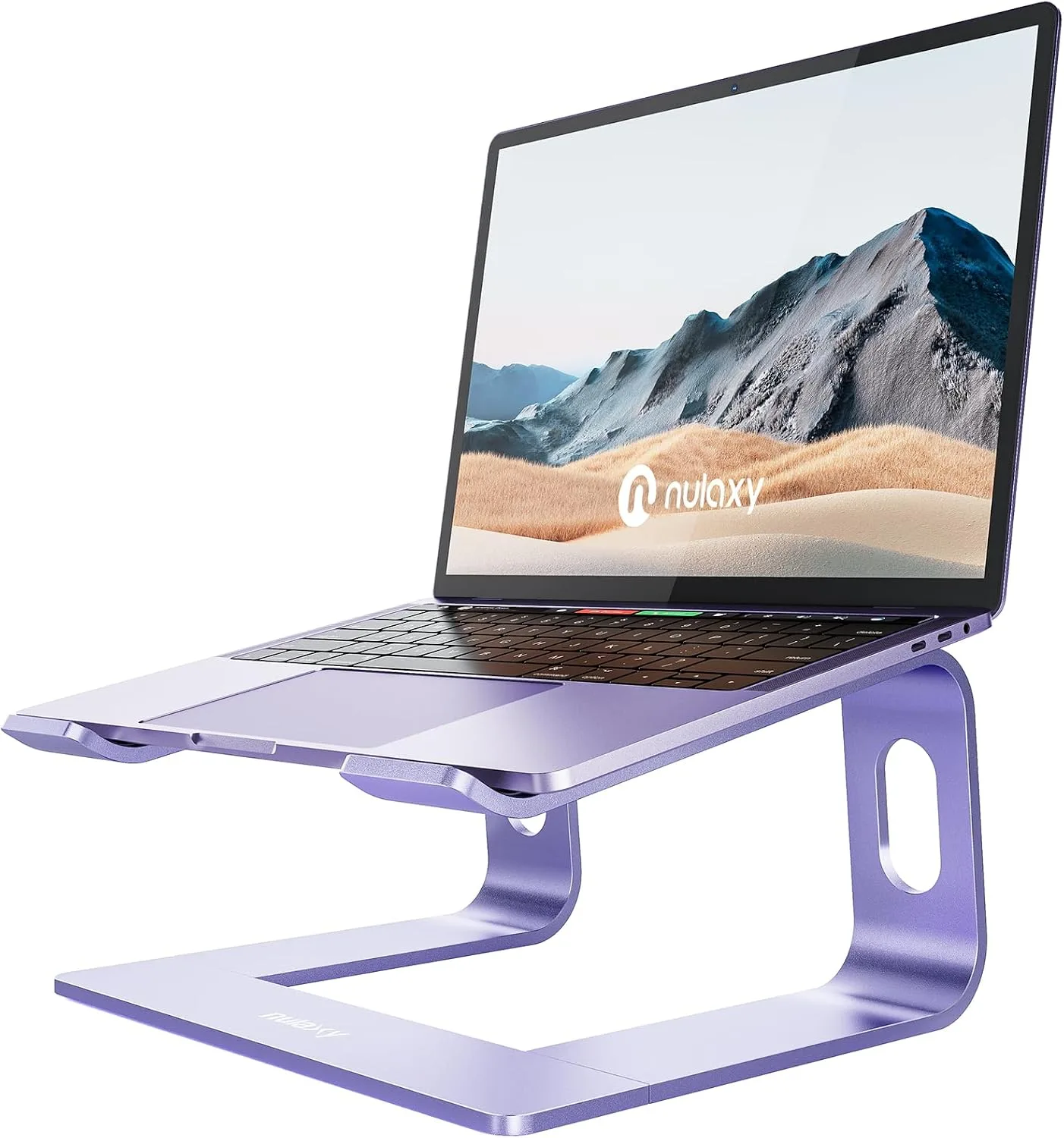Base para laptop Nulaxy C3 aluminio full soporte hasta 10 kg morado
