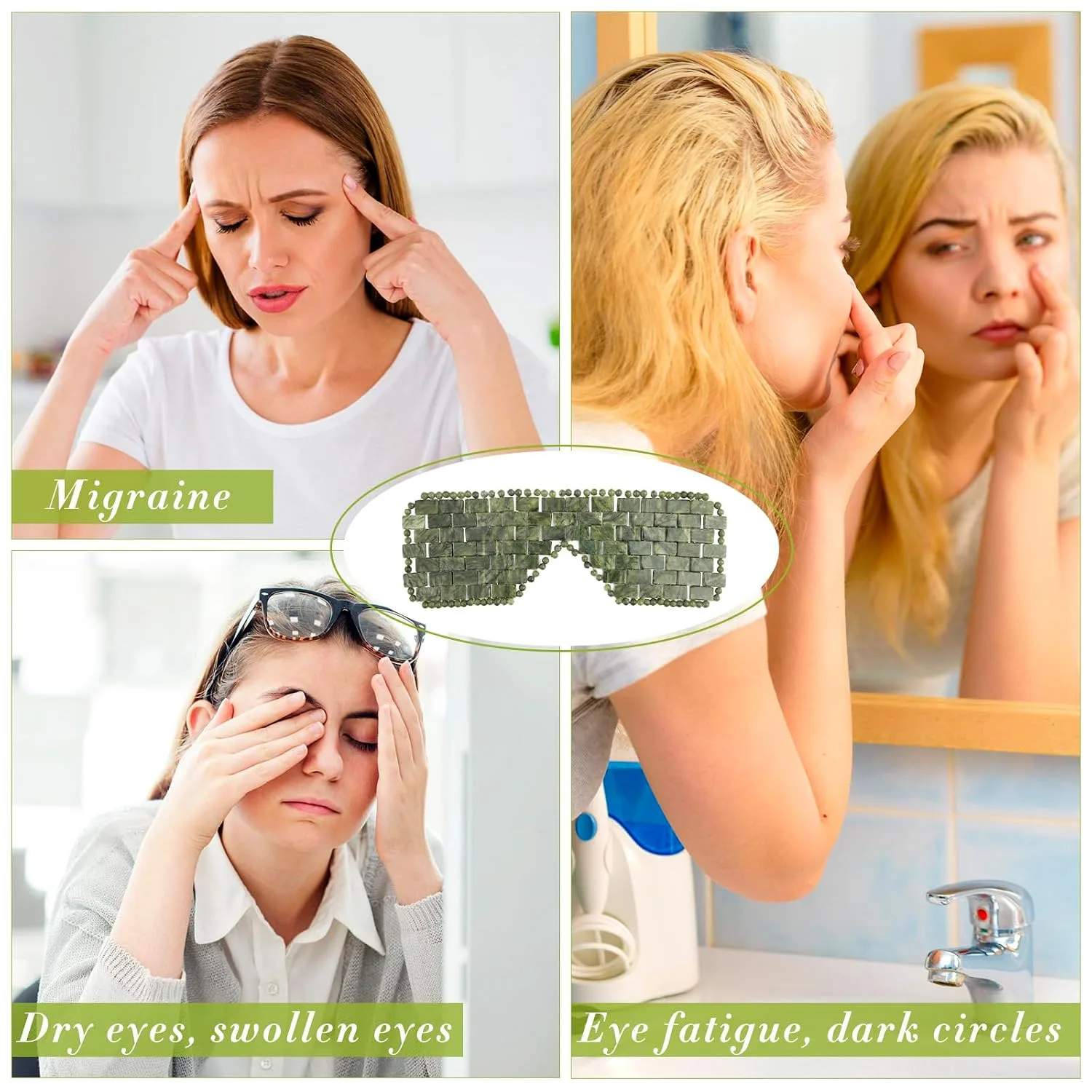 Hercicy Jade Eye Mask, Jade Stone Facial Cooling Mask