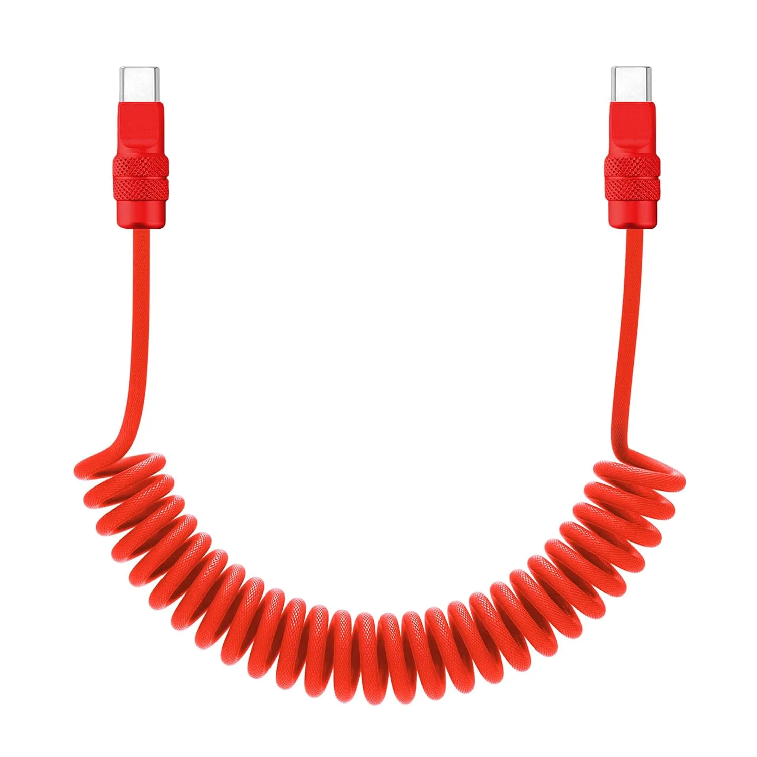 chubbycable USB C to C 240W Braided Coiled Charging Cable, All Red, 6FT