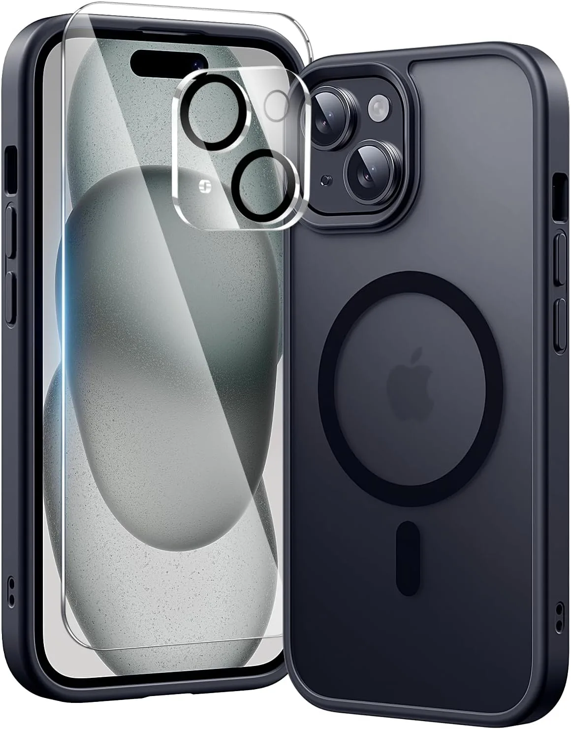 toushion 3 in 1 for iPhone 15 Plus Case Matte Black