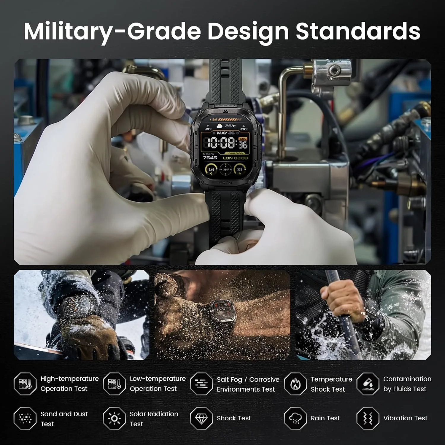 KOSPET Tank M4C Smart Watch Rugged, Dual-Band GPS, 5ATM & IP69K Waterproof