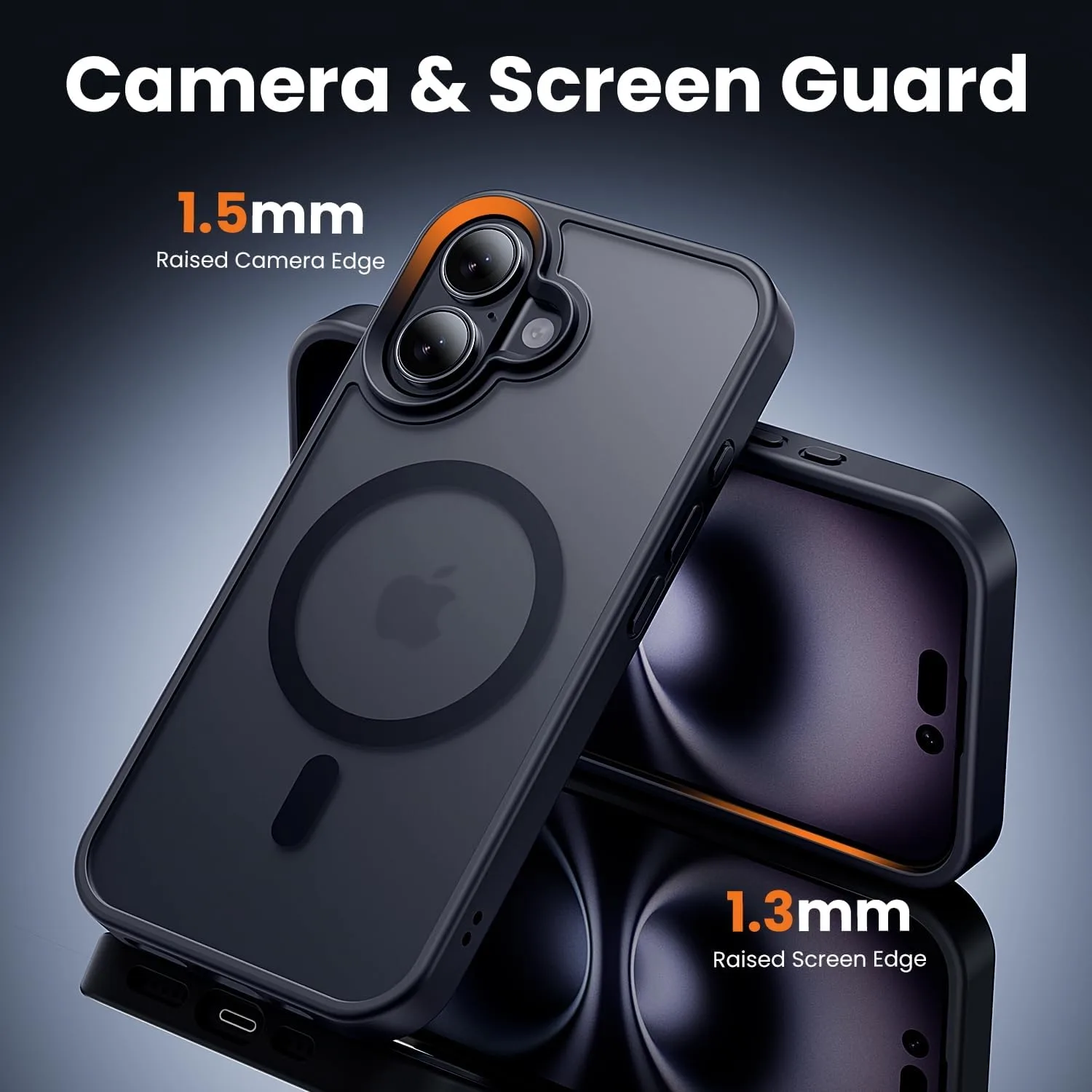 toushion 3 in 1 for iPhone 16 Case Matte Black